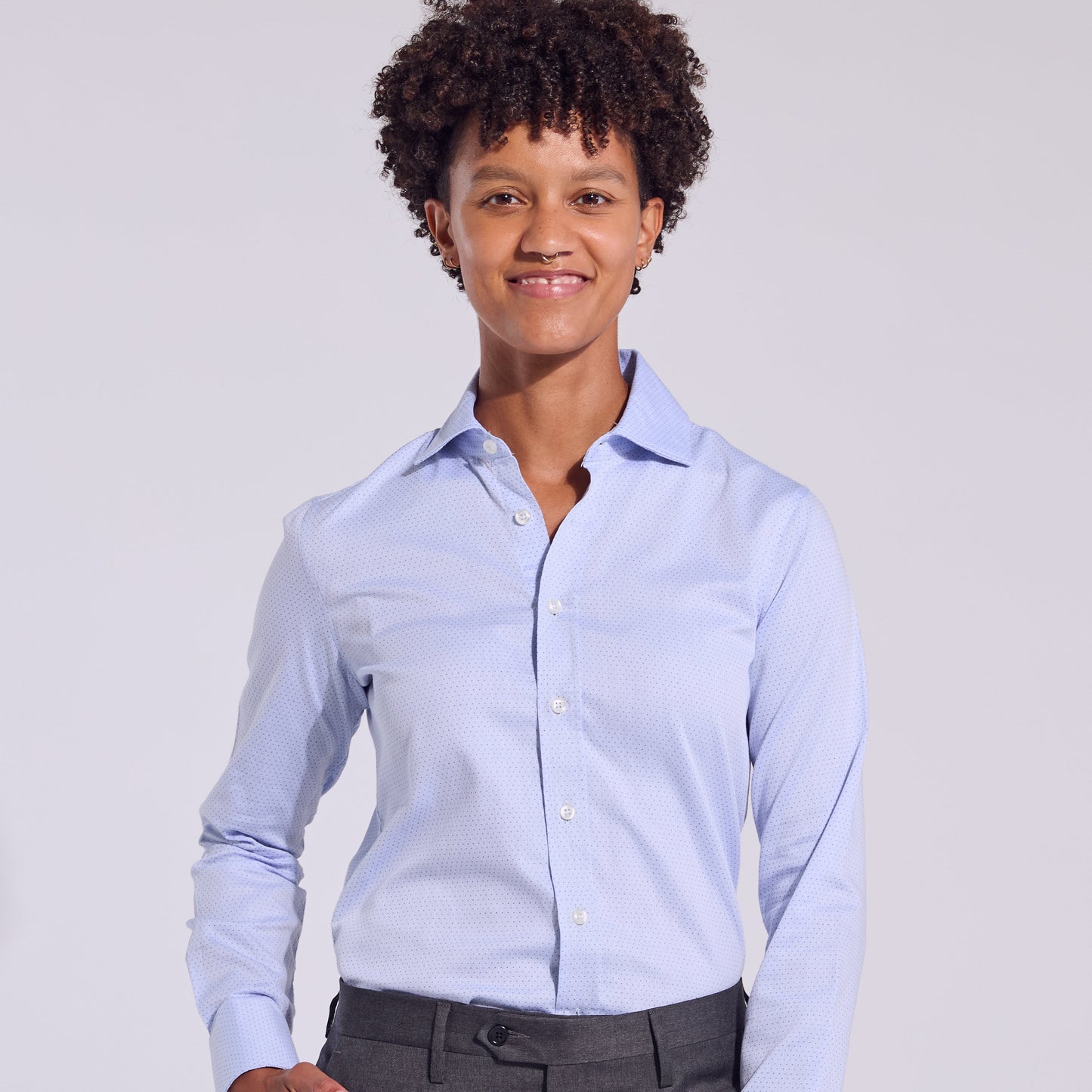 Frankie Blue Swiss Dot Classic Dress Shirt