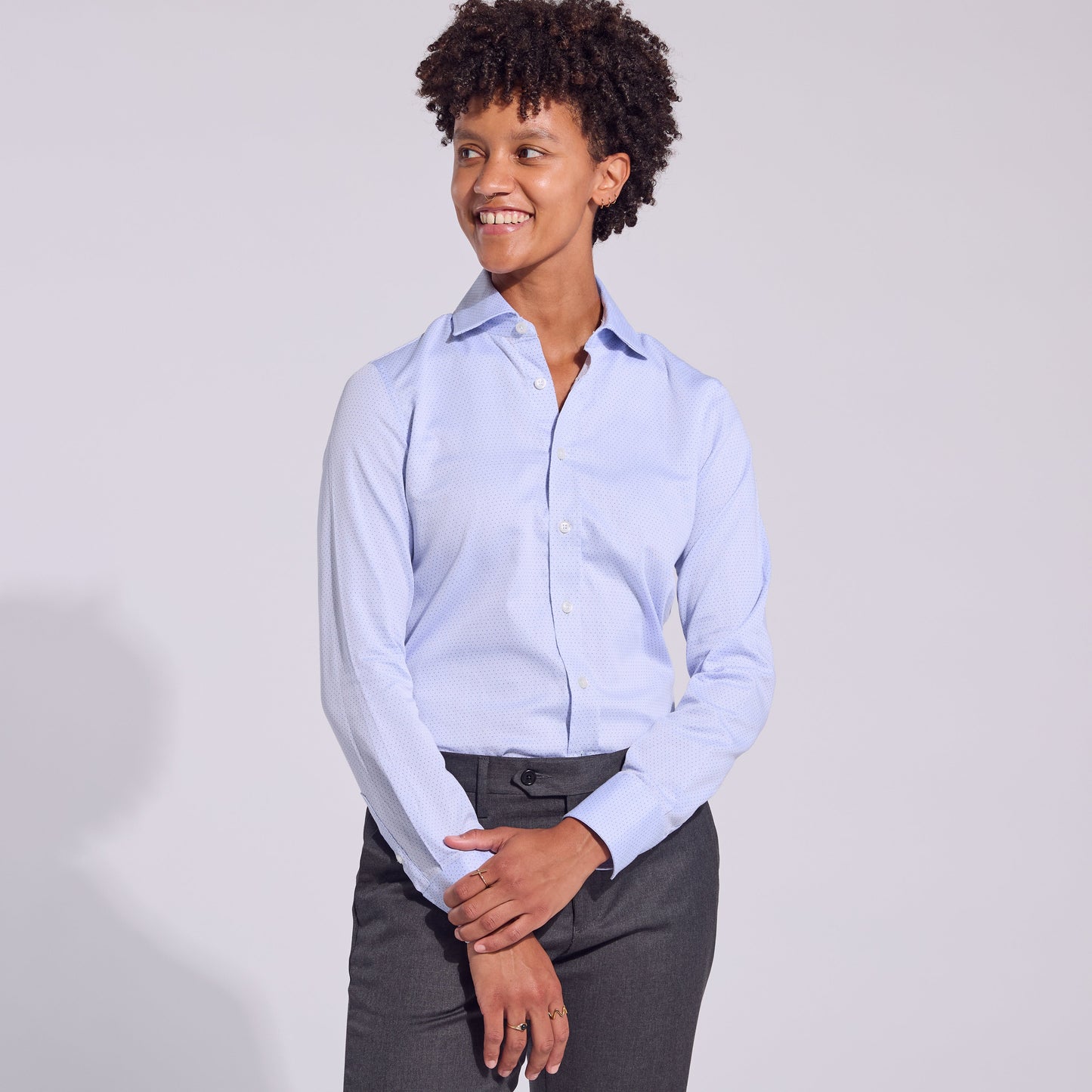 Frankie Blue Swiss Dot Classic Dress Shirt