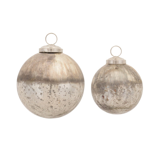 Distressed Crackle Glass Ball Ornament, Set of 12