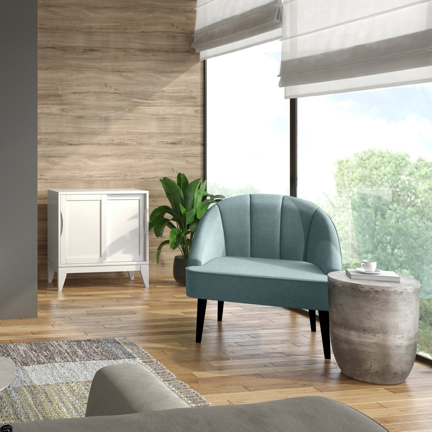 Drum-Shaped Metal Accent Table