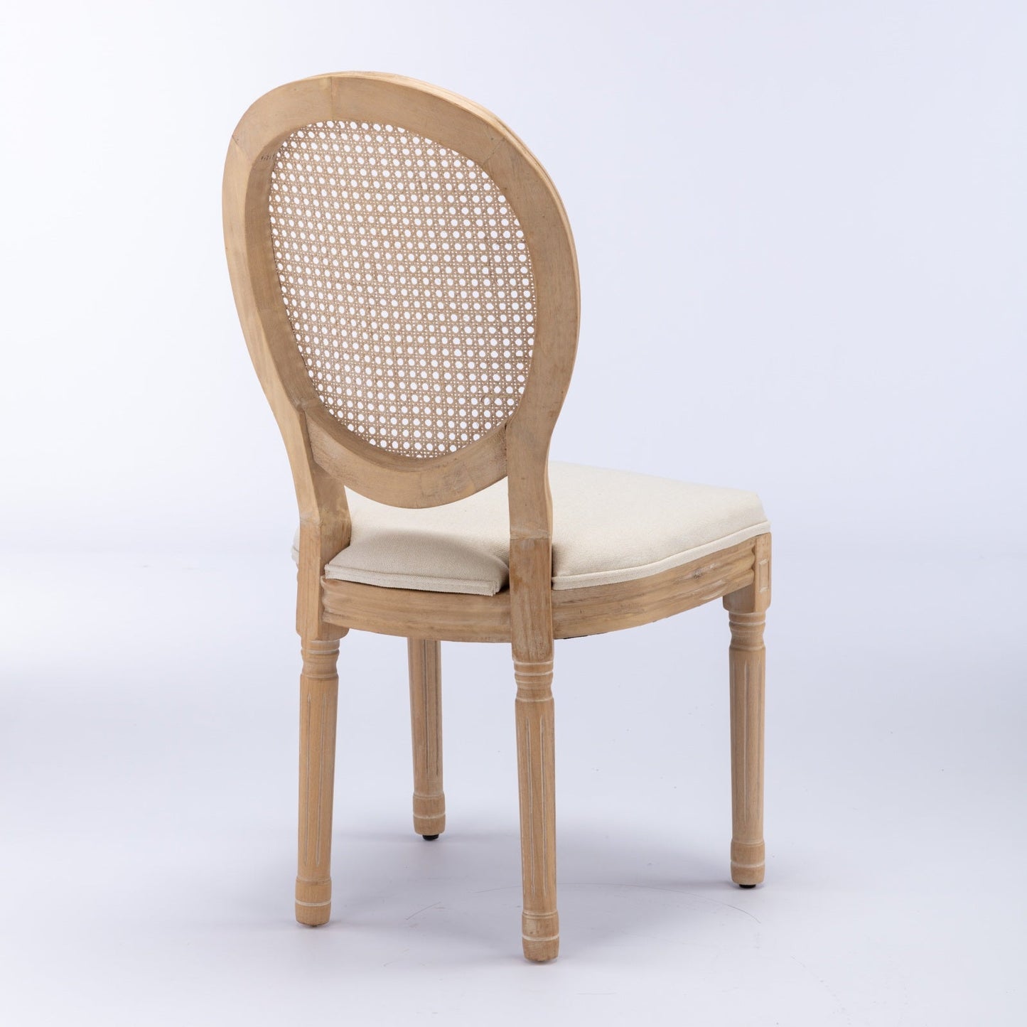 Dining Chair with Rattan Back and Seat Cushion, Set of 2