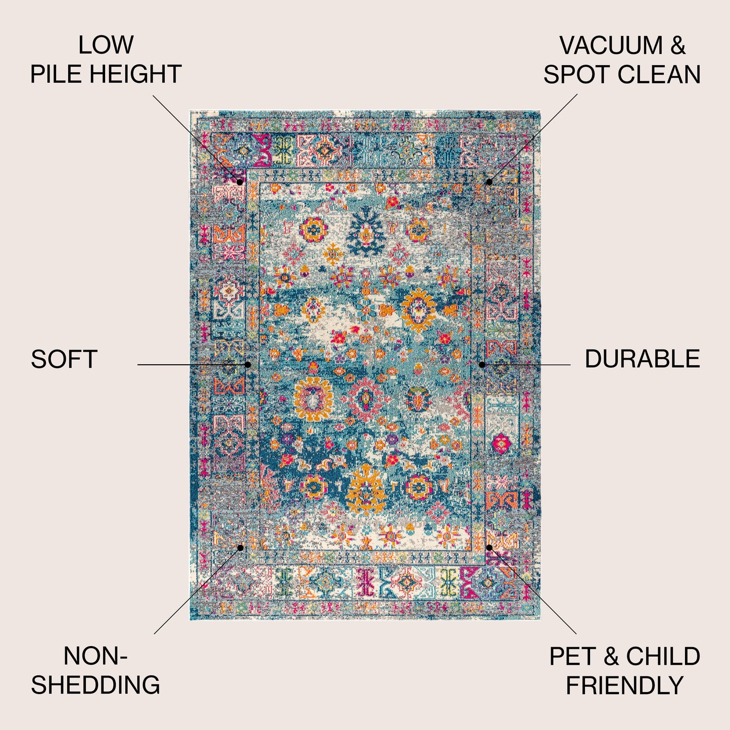 Bohemian FLAIR Boho Vintage Medallion Area Rug
