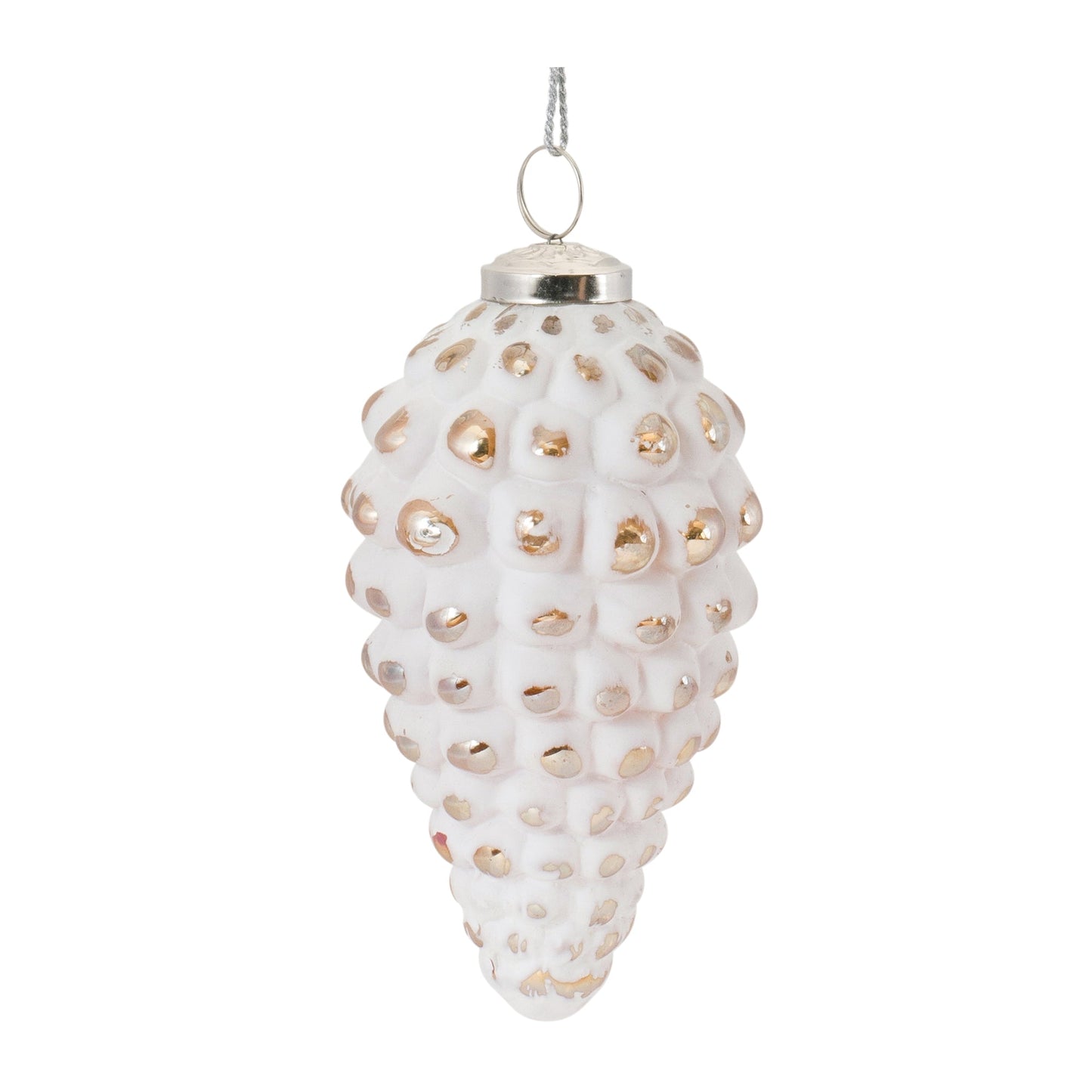 White Washed Glass Ornament, Set of 6