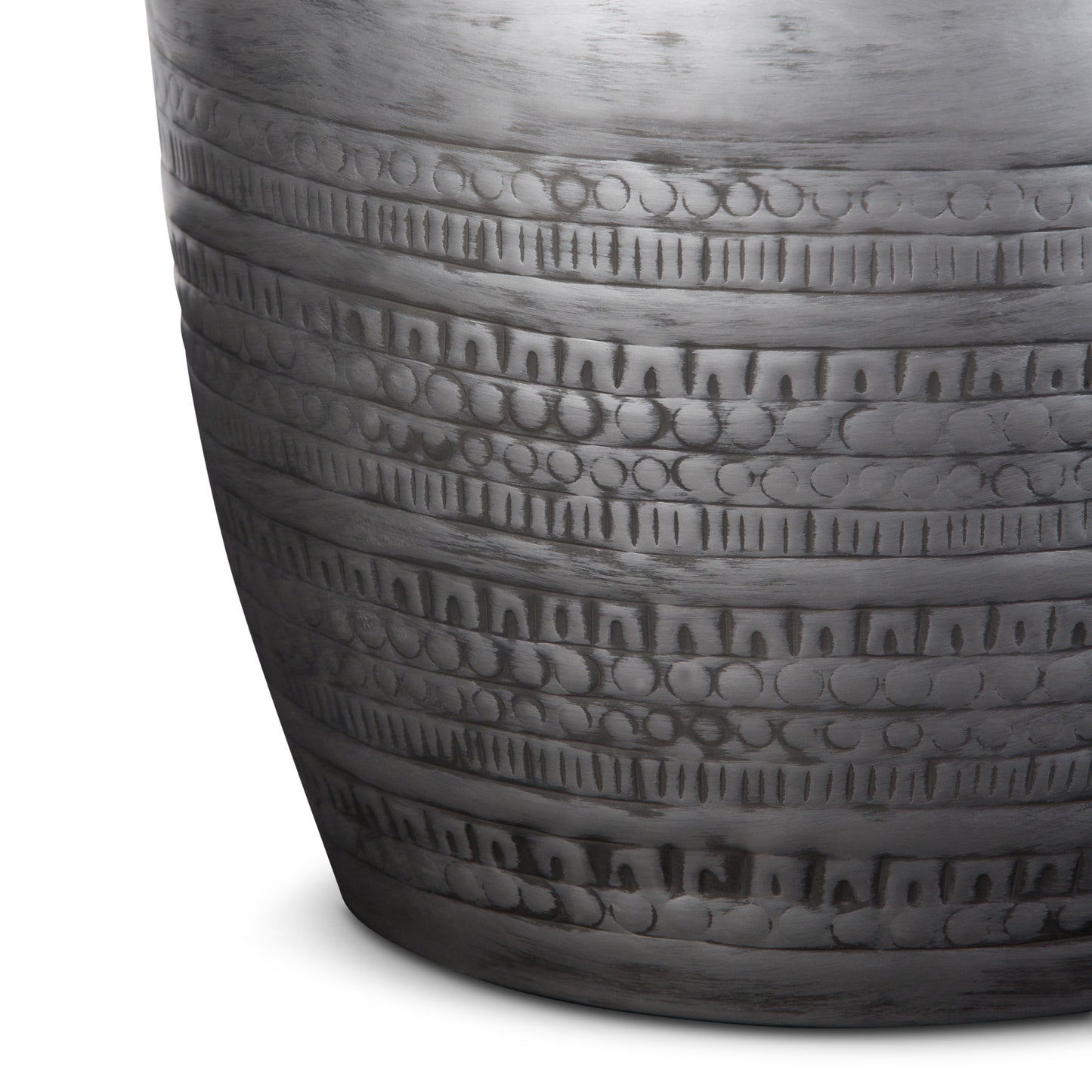 Heights Solid Metal Drum-Shaped Accent Table with Distinctive Texture