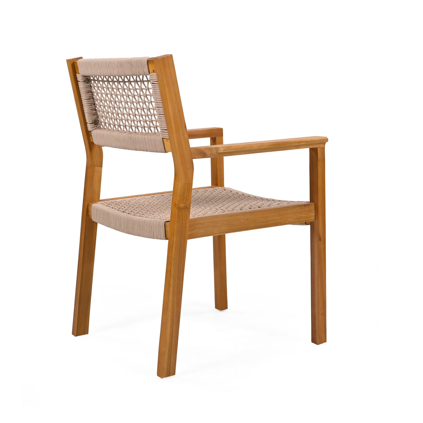 Belladom Wood and Rope Dining Chair with Open Back, Set of 2