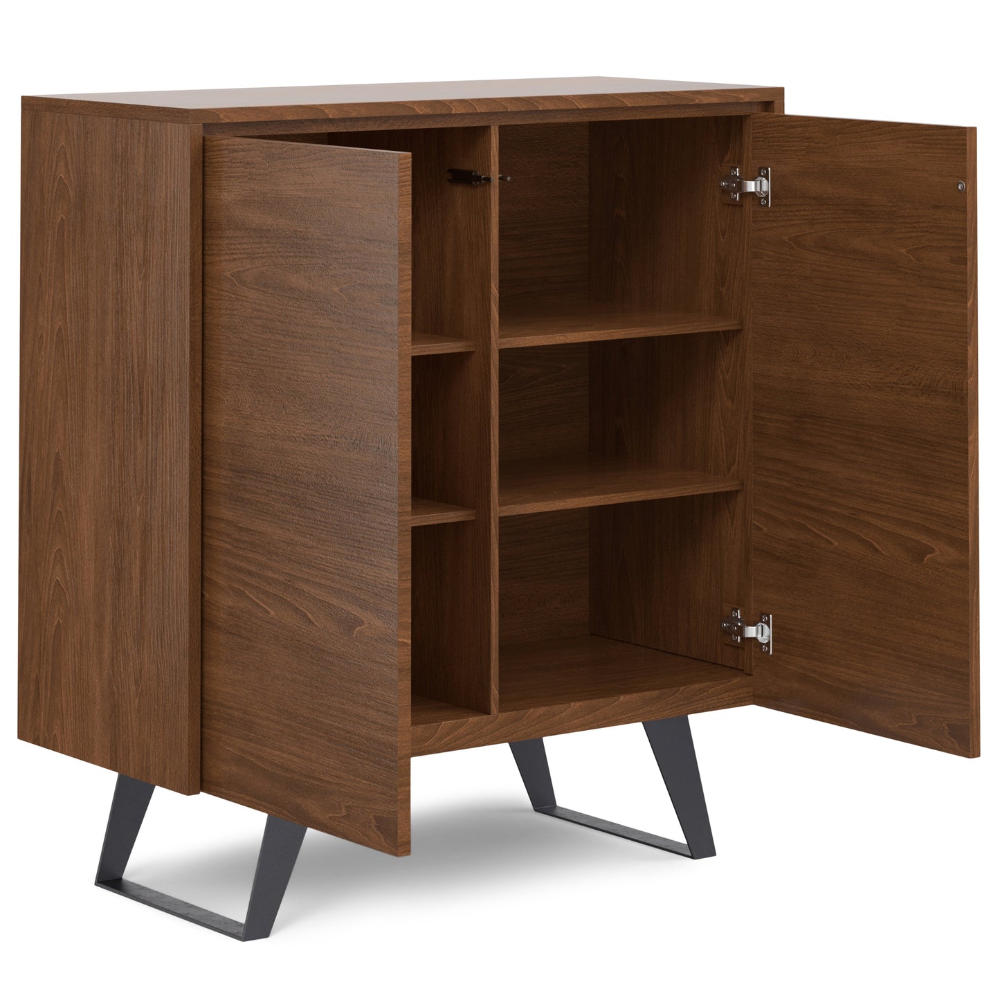 Passage 2-Door Storage Cabinet with 4 Adjustable Shelves and Metal Angled Legs