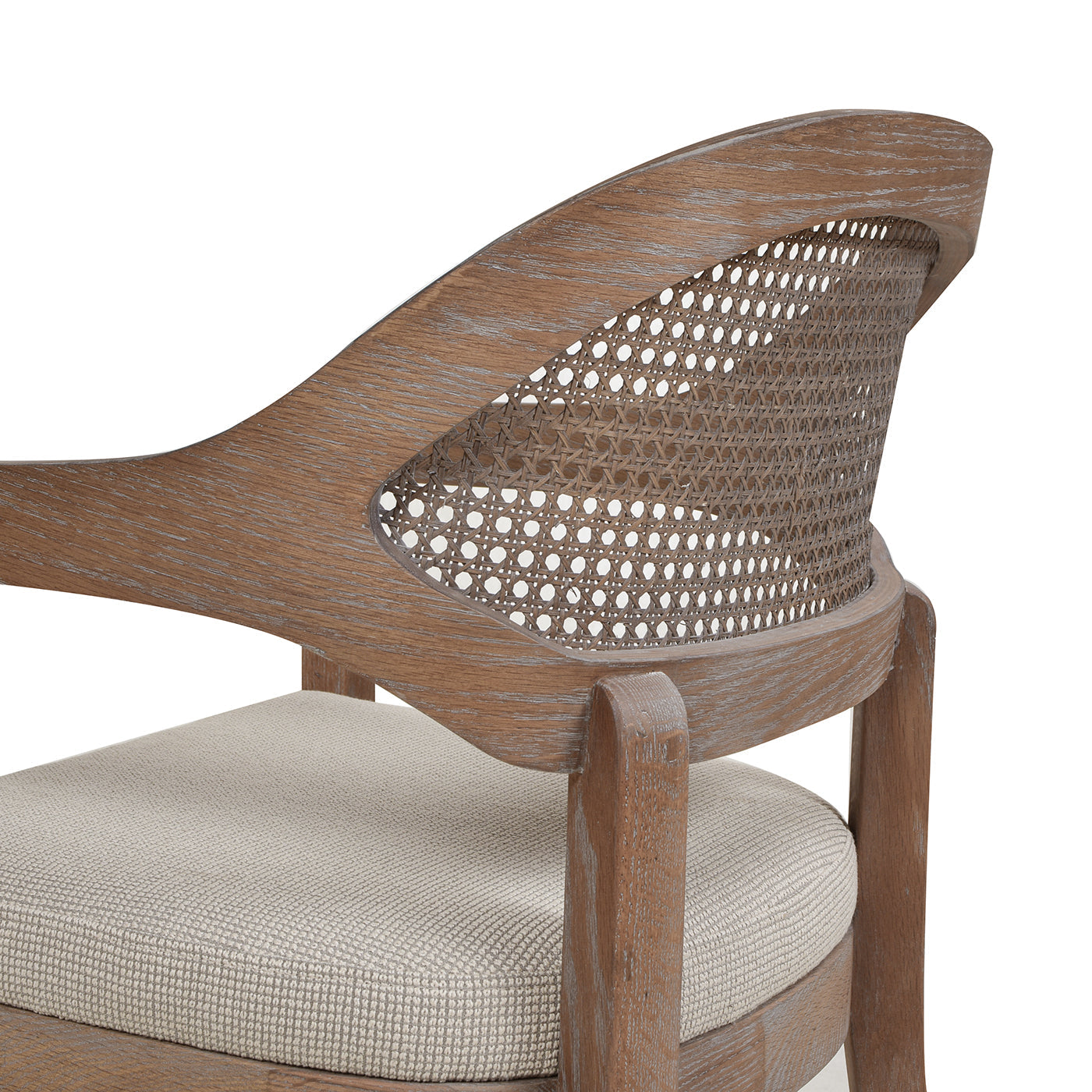 Upholstered Dining Chair with Rattan Back and Wood Frame