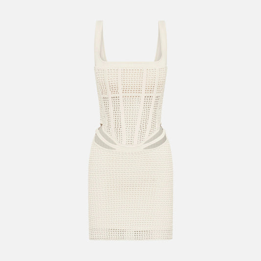 Dion Lee Crochet Suspend Corset Mini Dress - Ecru