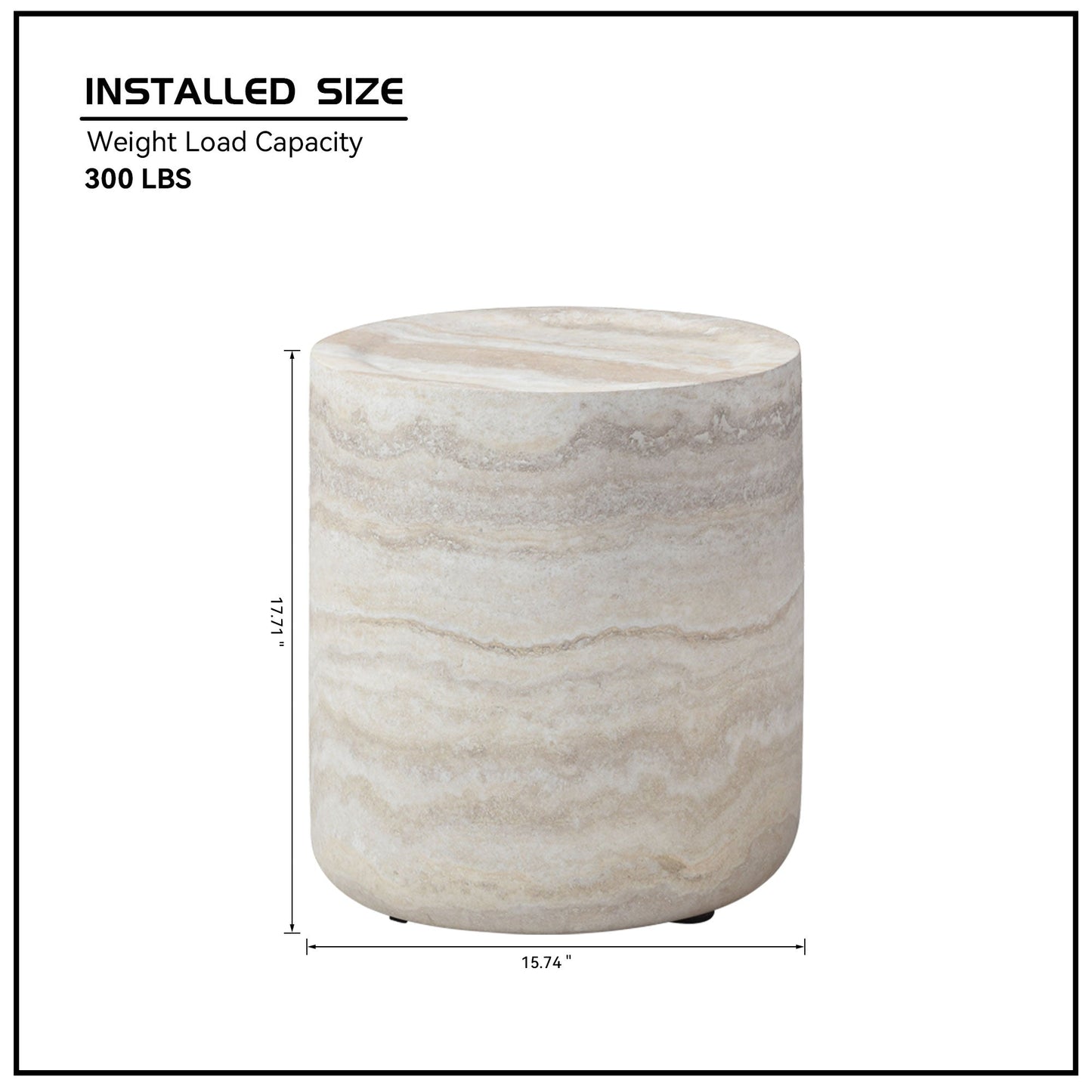 Willowed Faux Travertine Textured Circle Coffee Table