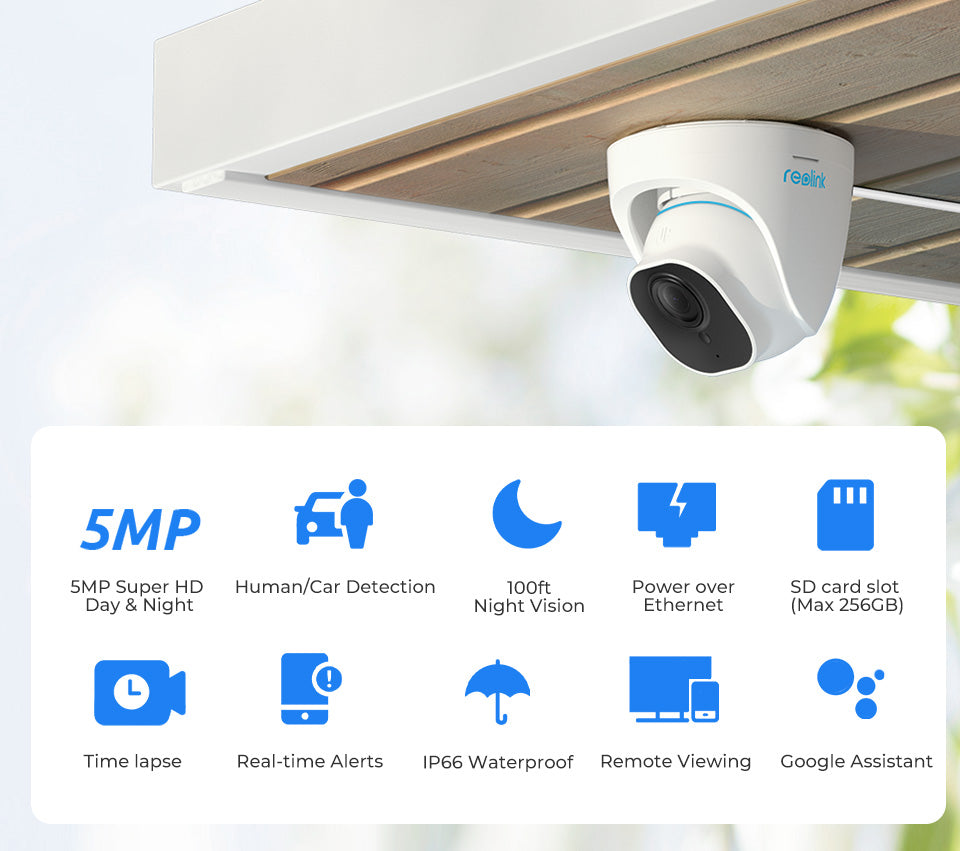 Reolink 5MP PoE IP Outdoor Security Camera for Home RLC-520A