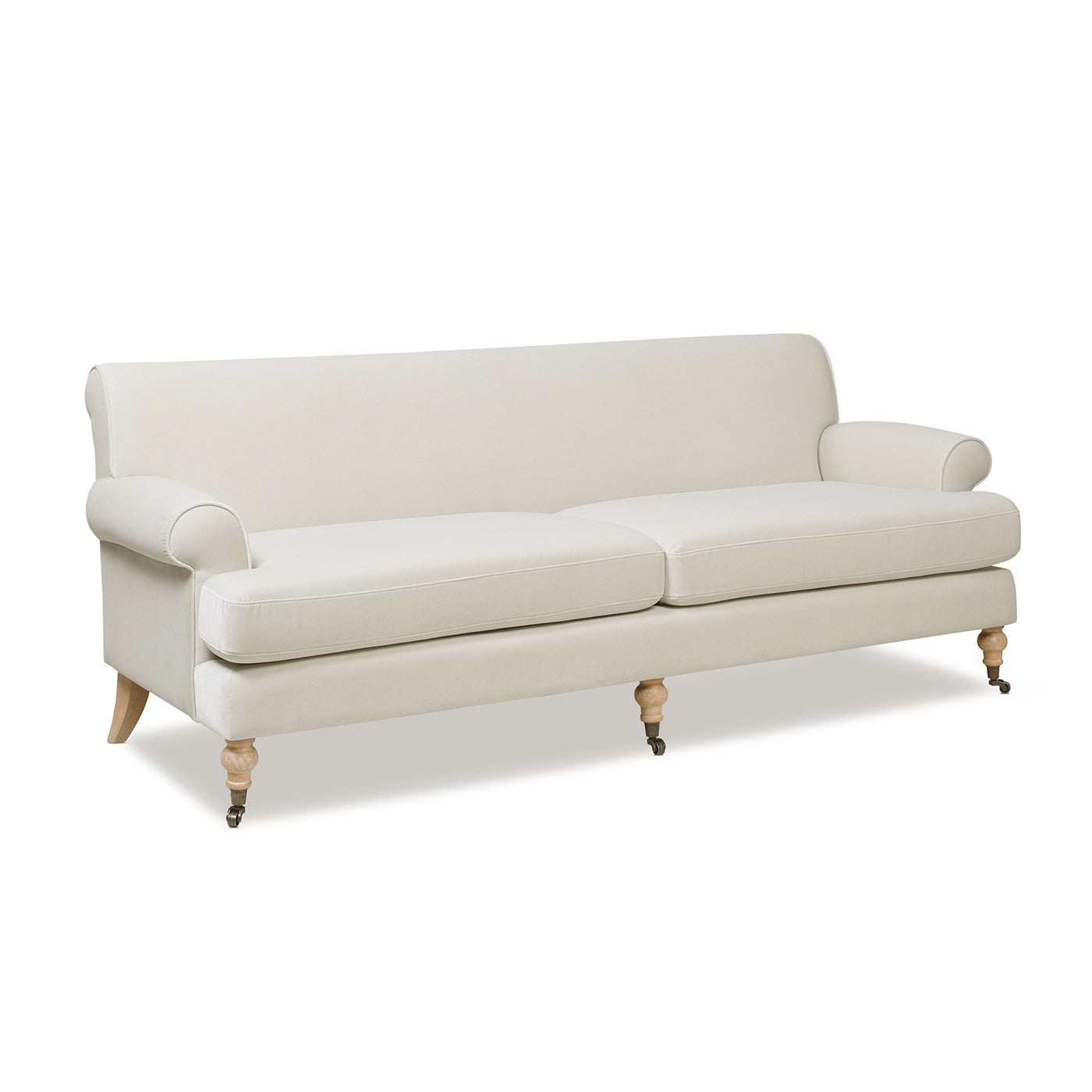 Creations Upholstered Sofa with Metal Casters and 2 Cushions Tightback