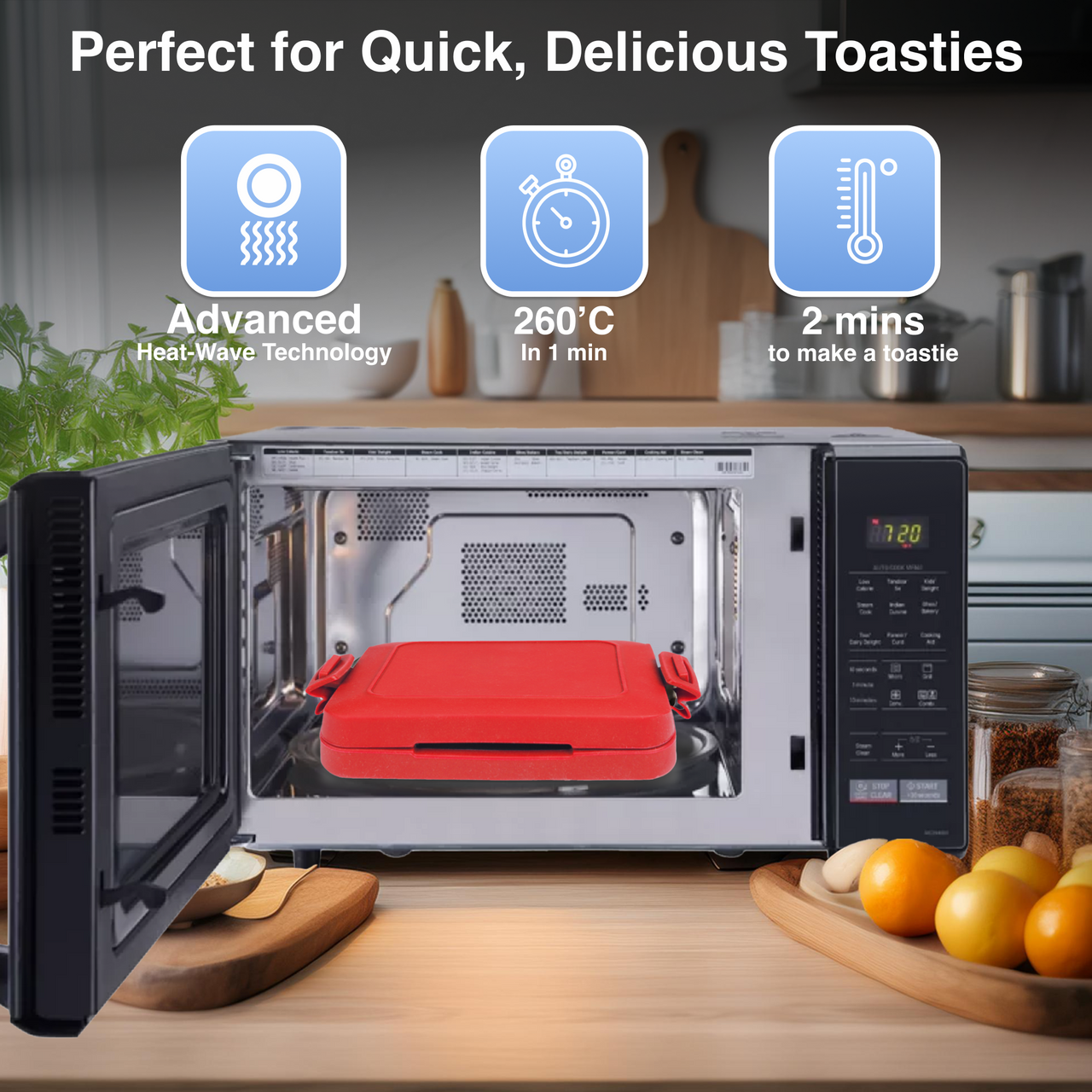 Laser Microwave Toastie Maker with Heatwave Tech (Red)