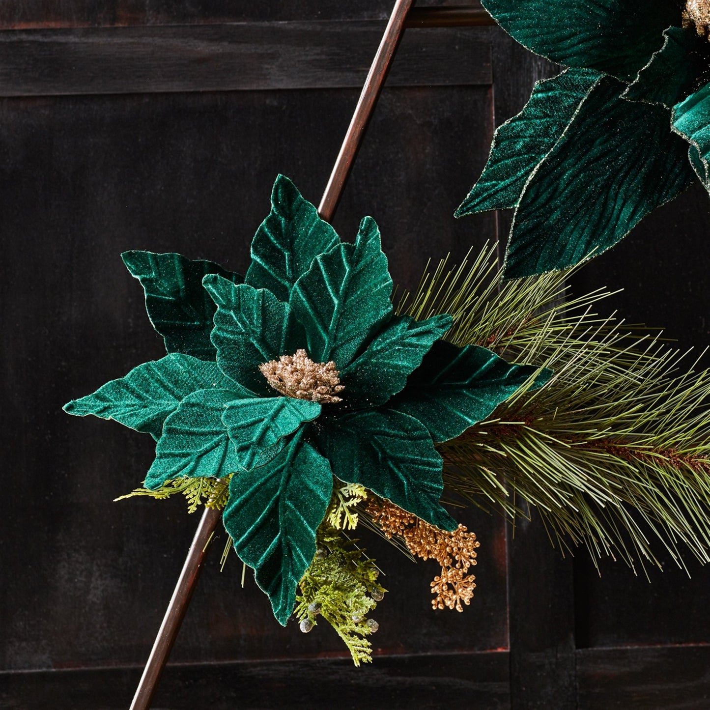 Forest Green Poinsettia Stem, Set of 6