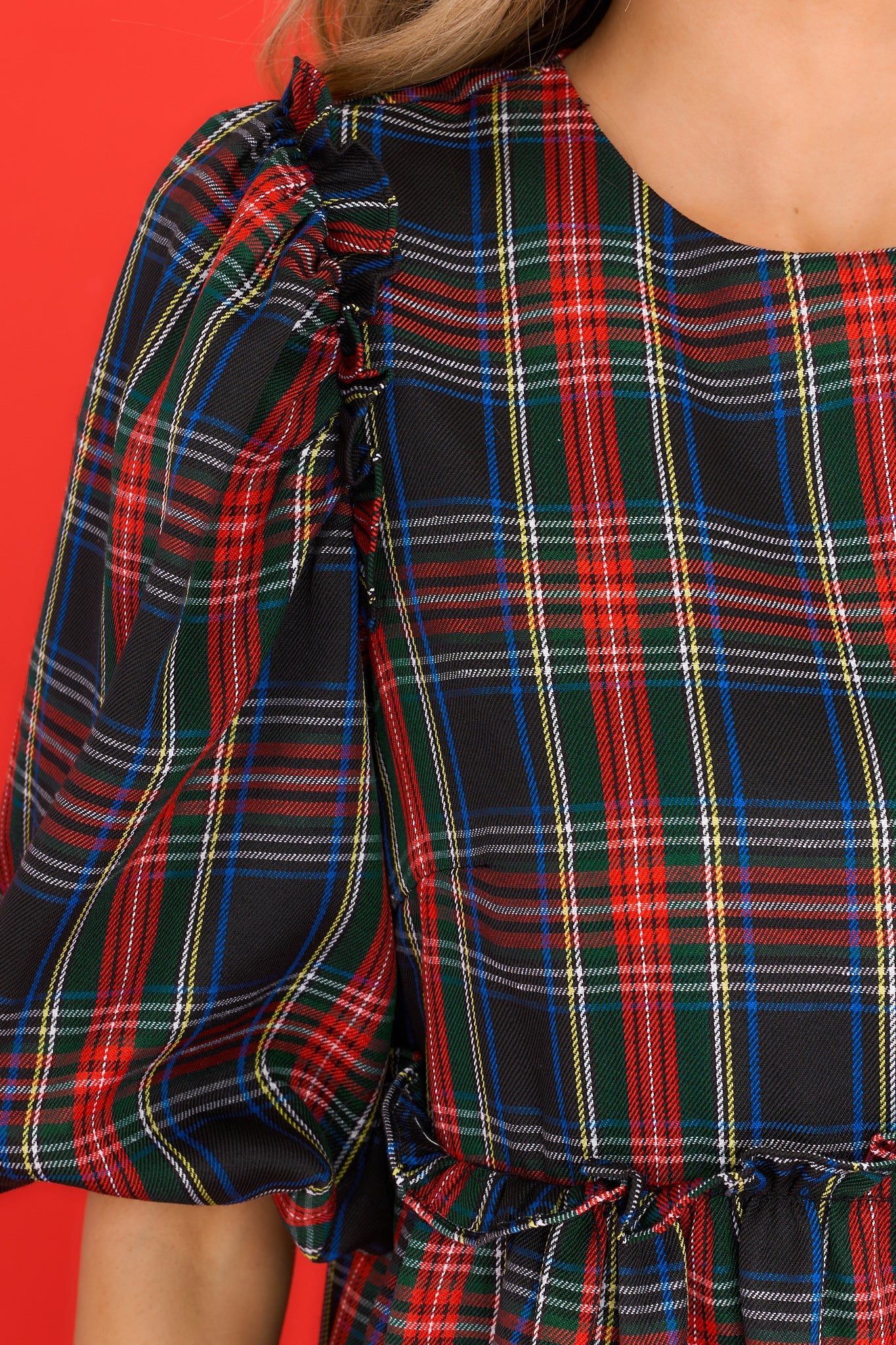 The Gift Of You Black Plaid Dress