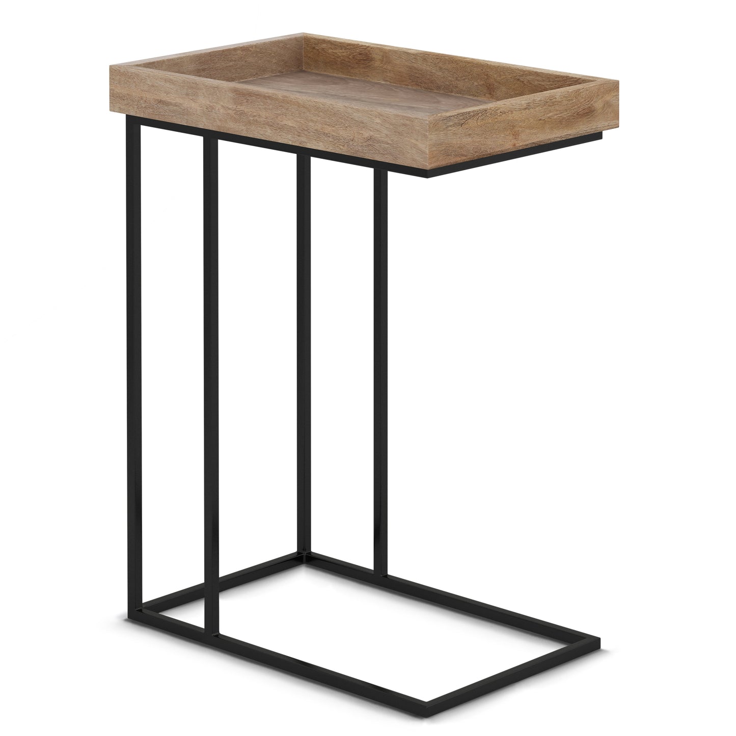C-Shaped Side Table with Tray Top and Metal Frame