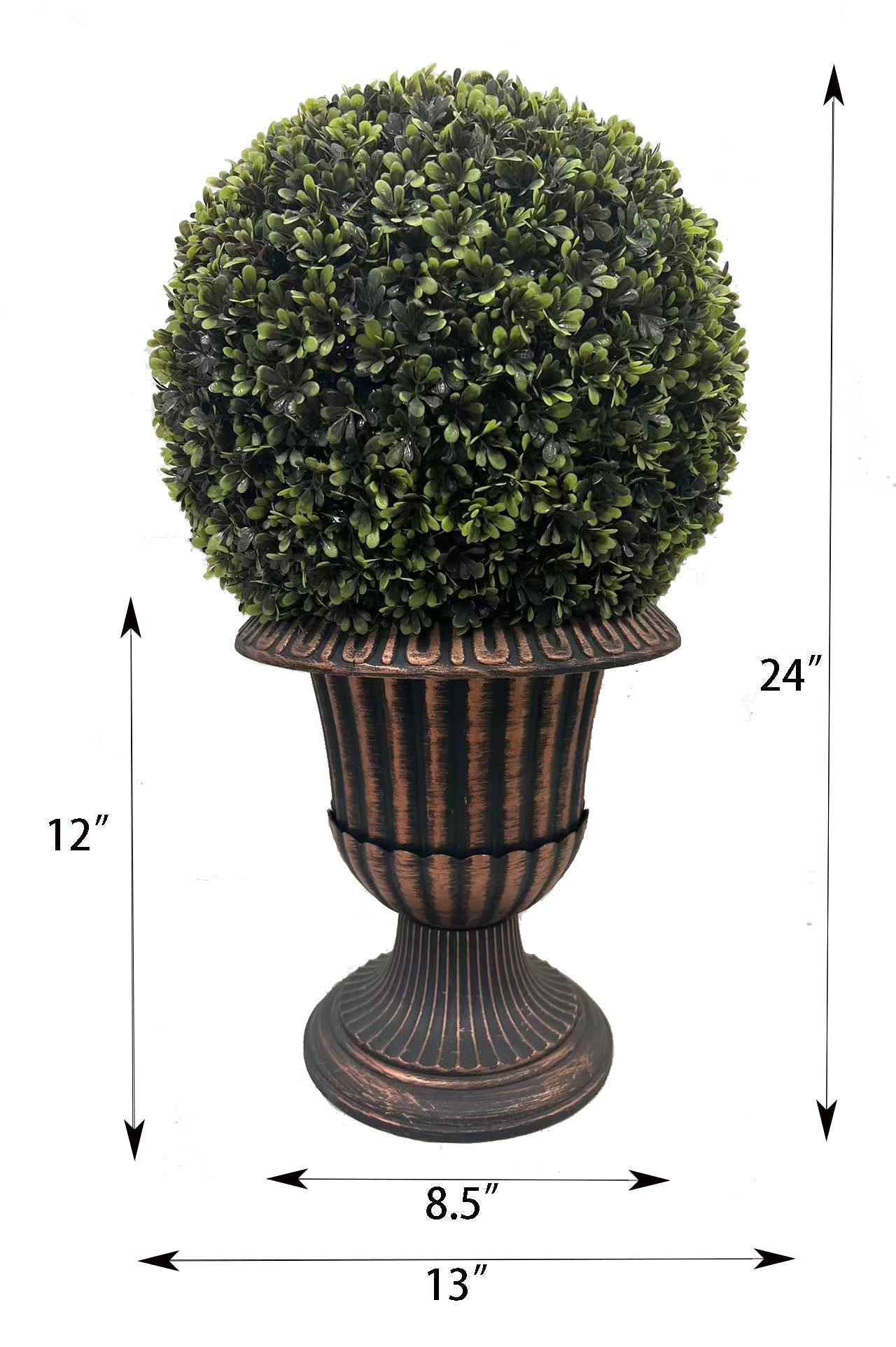 24" Ball Topiary Faux Plant in Pedestal Pot