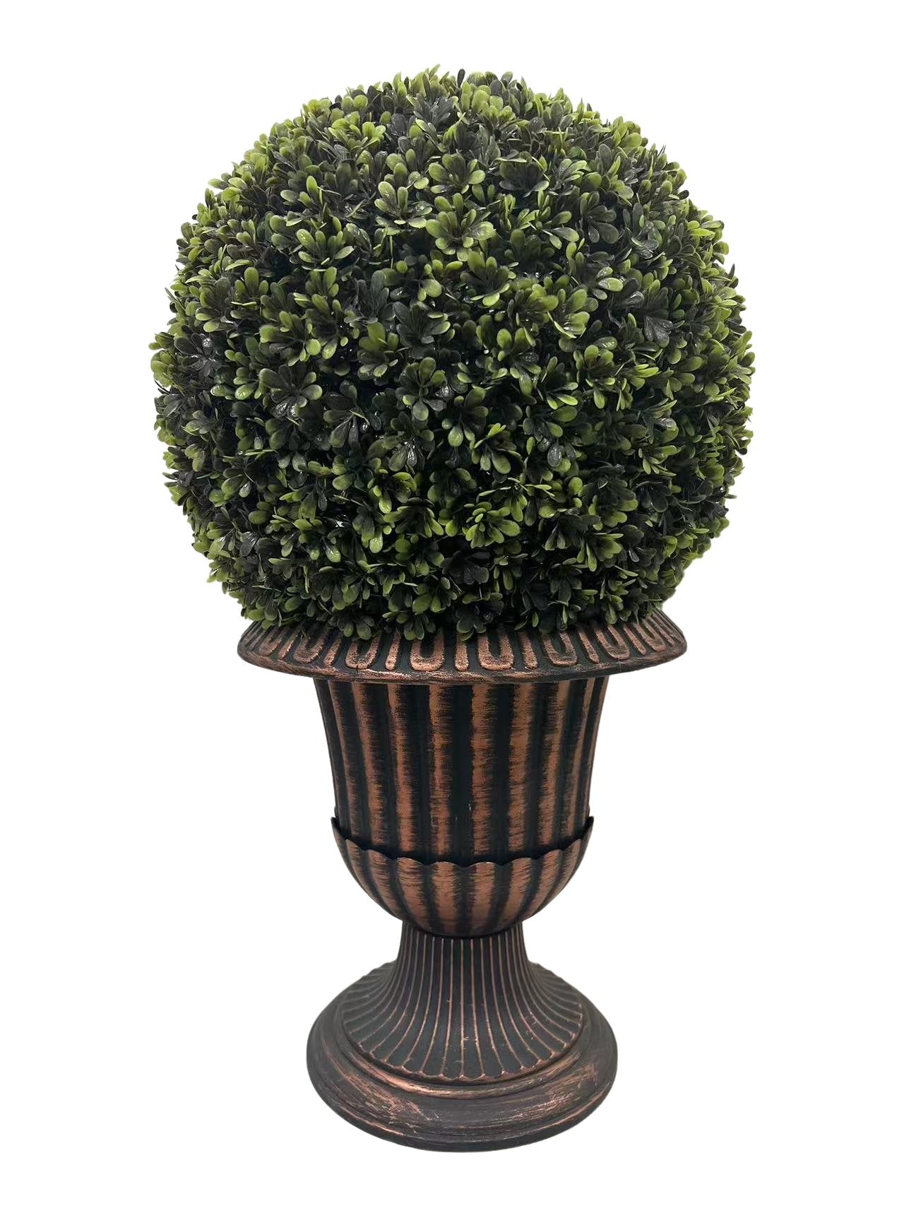 24" Ball Topiary Faux Plant in Pedestal Pot