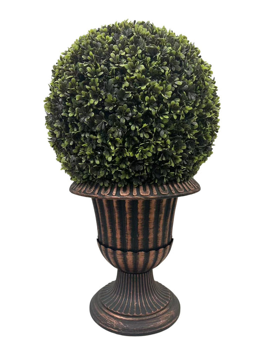 24" Ball Topiary Faux Plant in Pedestal Pot
