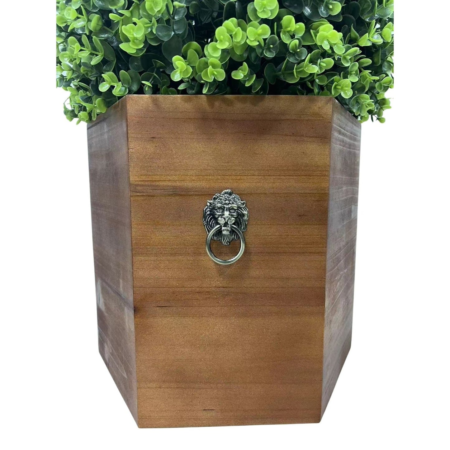 24" Ball Topiary Faux Plant in Redwood Pot