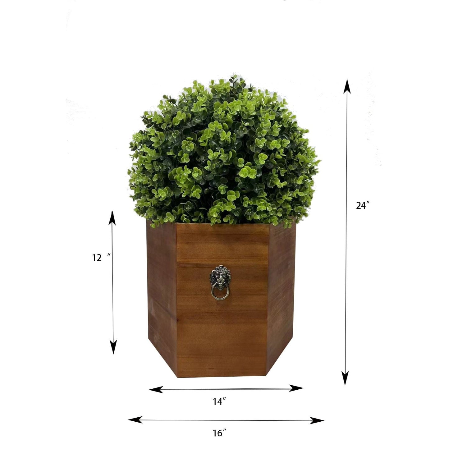 24" Ball Topiary Faux Plant in Redwood Pot