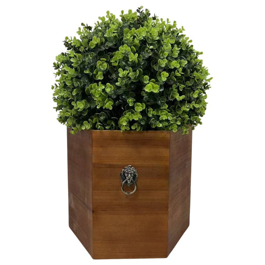 24" Ball Topiary Faux Plant in Redwood Pot
