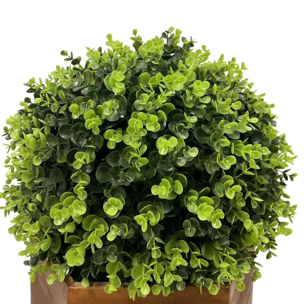 24" Ball Topiary Faux Plant in Redwood Pot