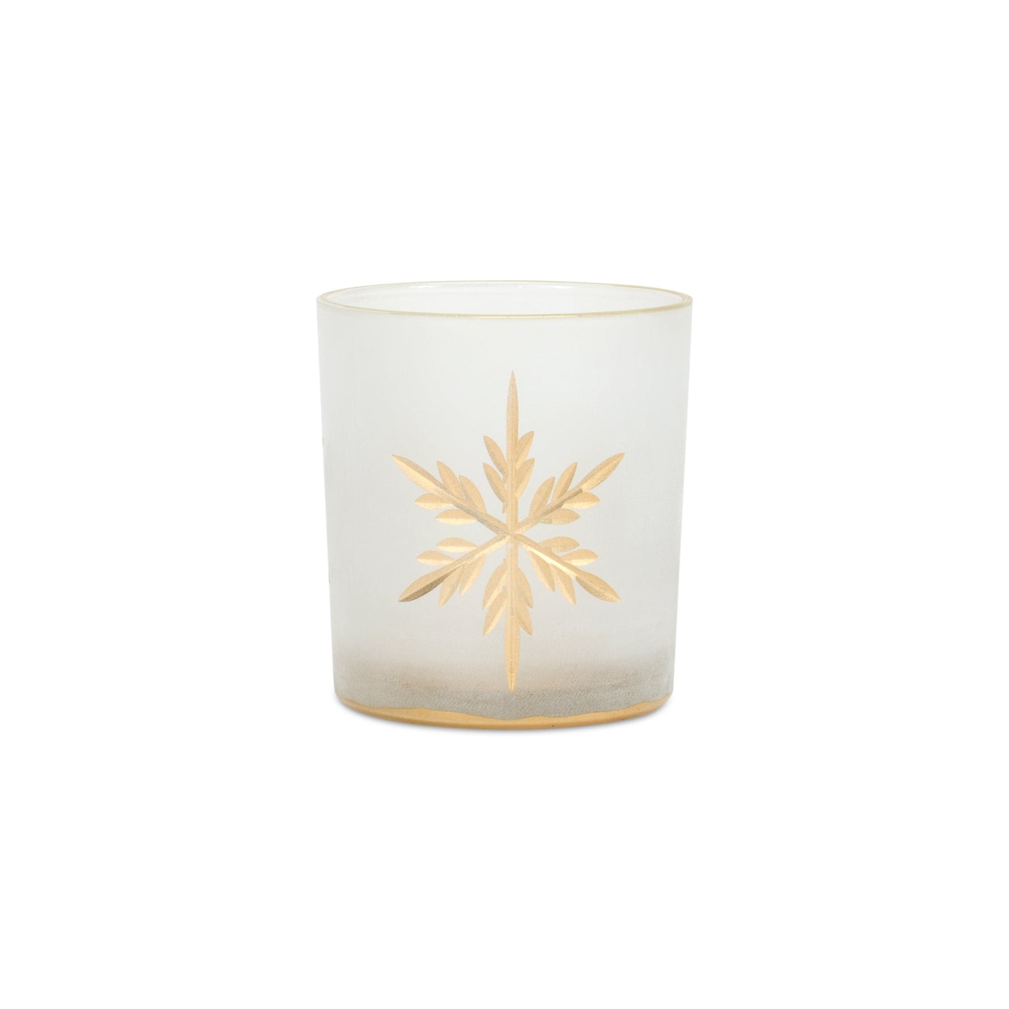 White Frosted Glass Snowflake Votive Candle Holder, Set of 3