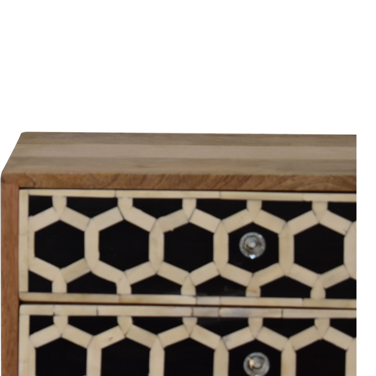 Arcanist Bone Inlay Bedside with 2 Drawers and Wood Frame