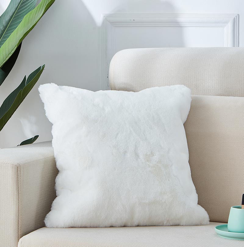 Floryn Luxury Chinchilla Faux Fur Pillow, 18" x 18"