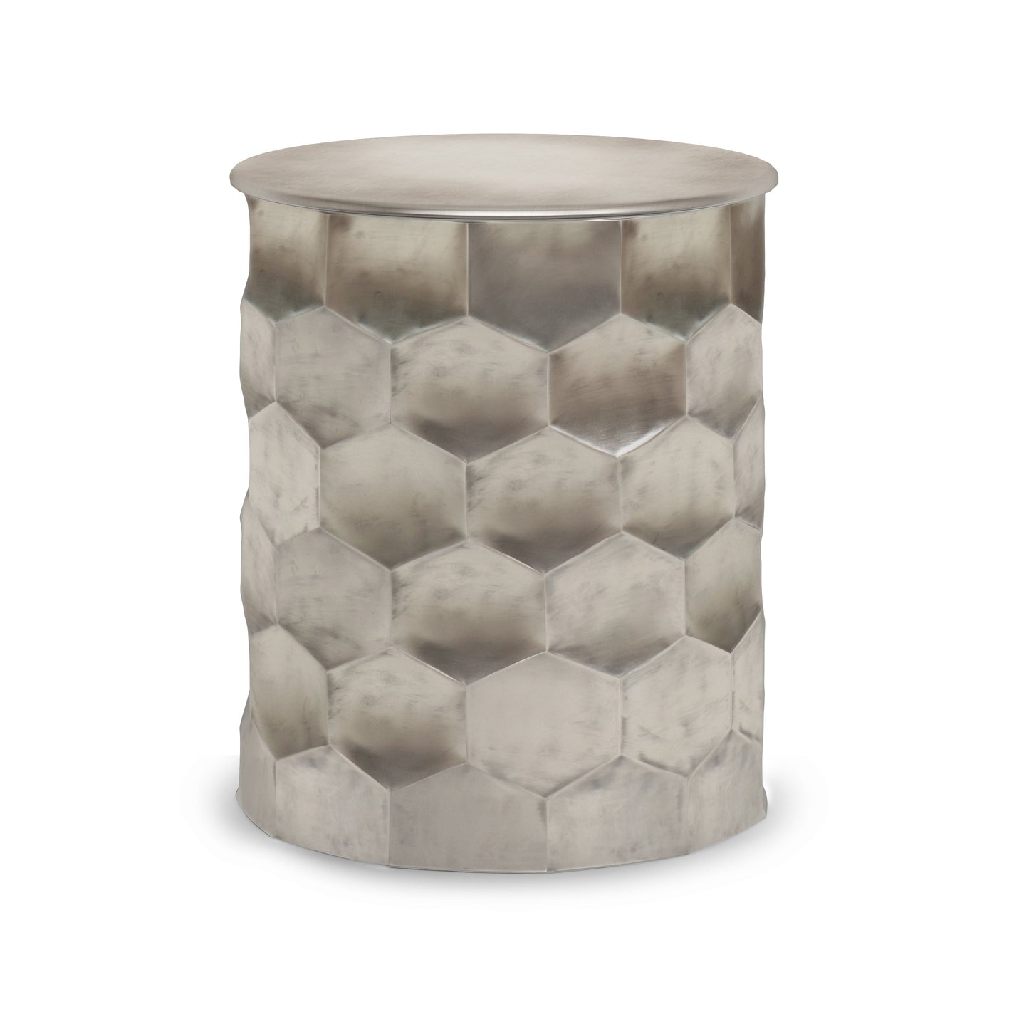 Opalescence Metal Side Table with Removable Round Top and Honey Comb Design