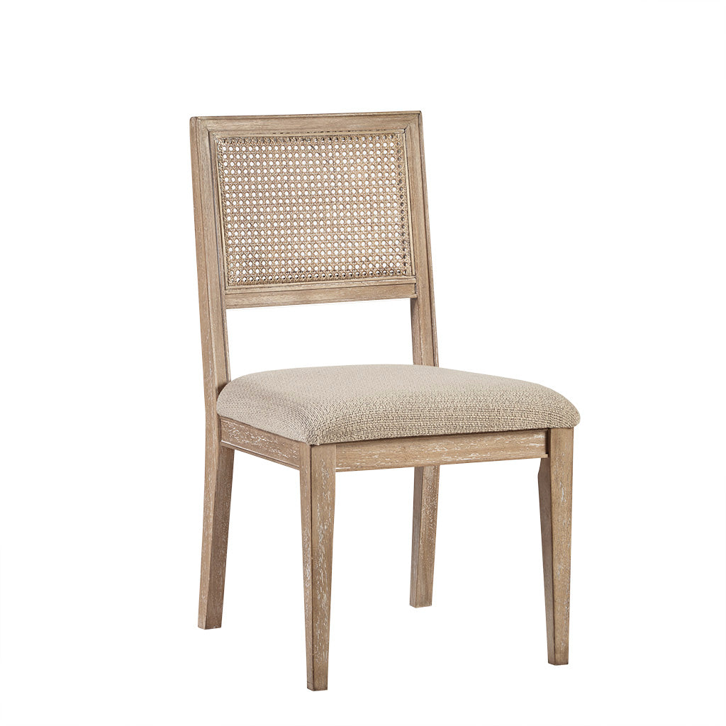 Armless Dining Chair with Cane Back and Tapered Wood Legs, Set of 2