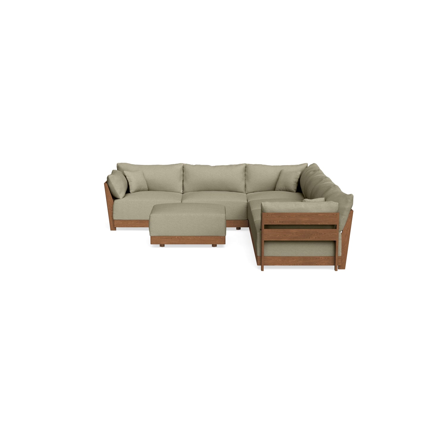 Modular Bondi Espresso 6-Seater Corner Sectional + Ottoman in Cappuccino | Memory Foam Blend