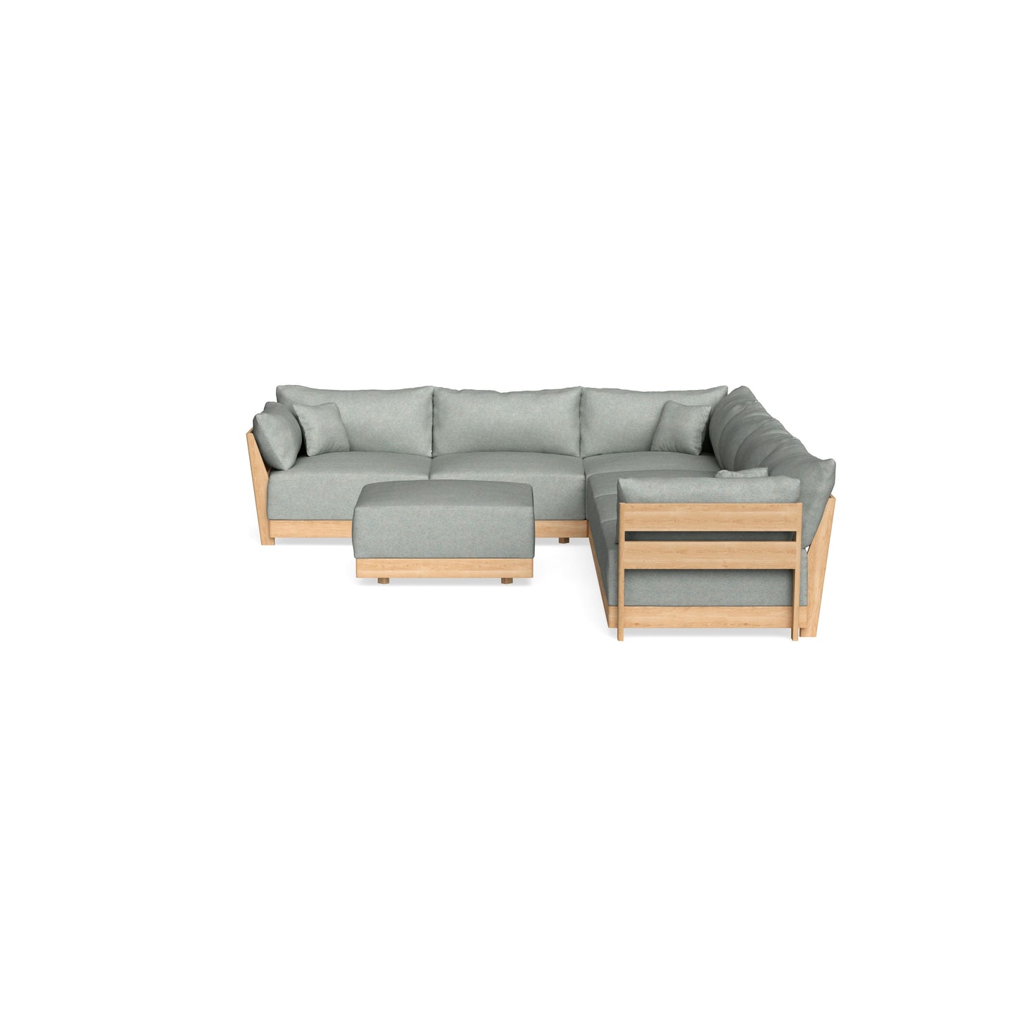 Modular Bondi Latte 6-Seater Corner Sectional + Ottoman in Spa | Classic Blend