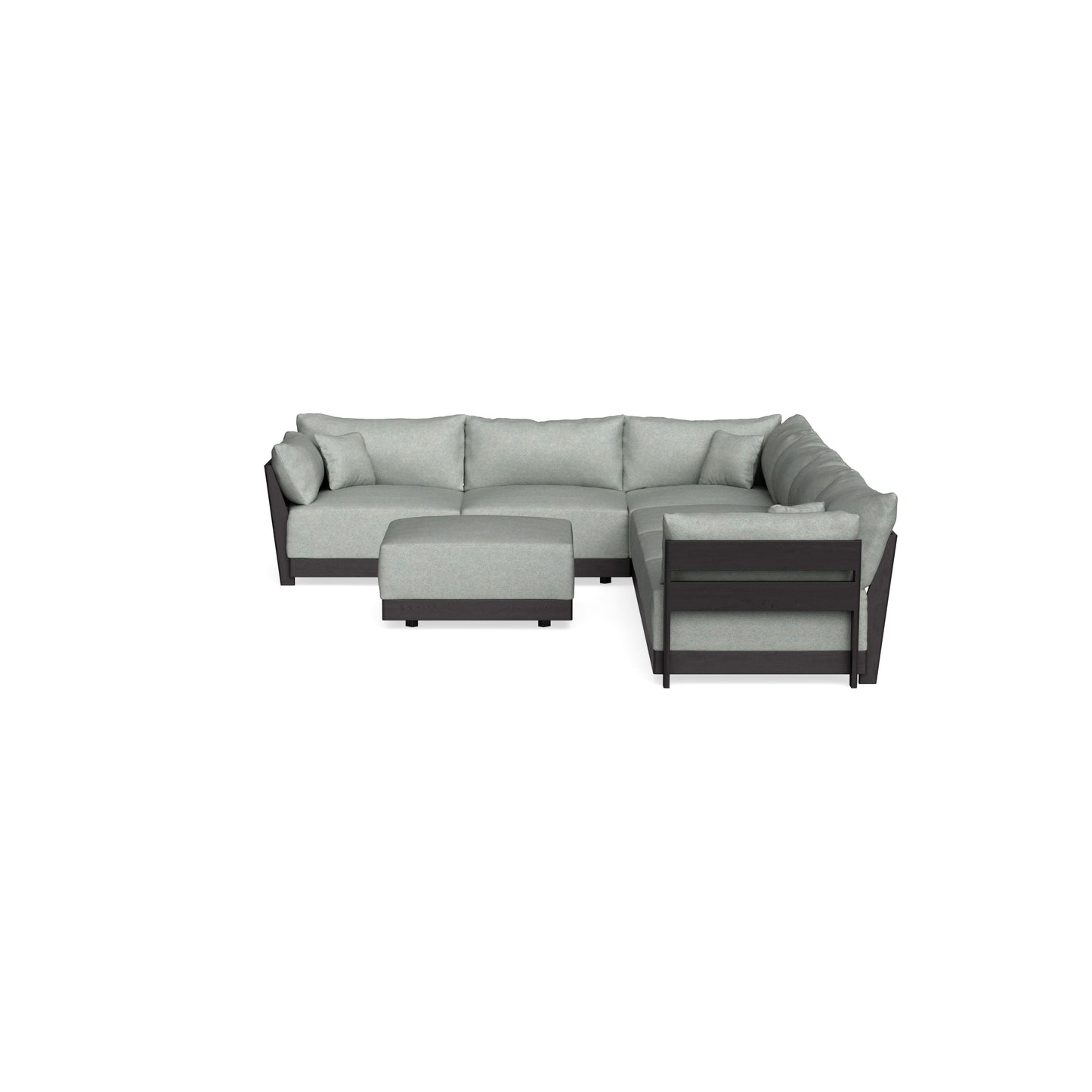 Modular Bondi Black 6-Seater Corner Sectional + Ottoman in Spa | Memory Foam Blend
