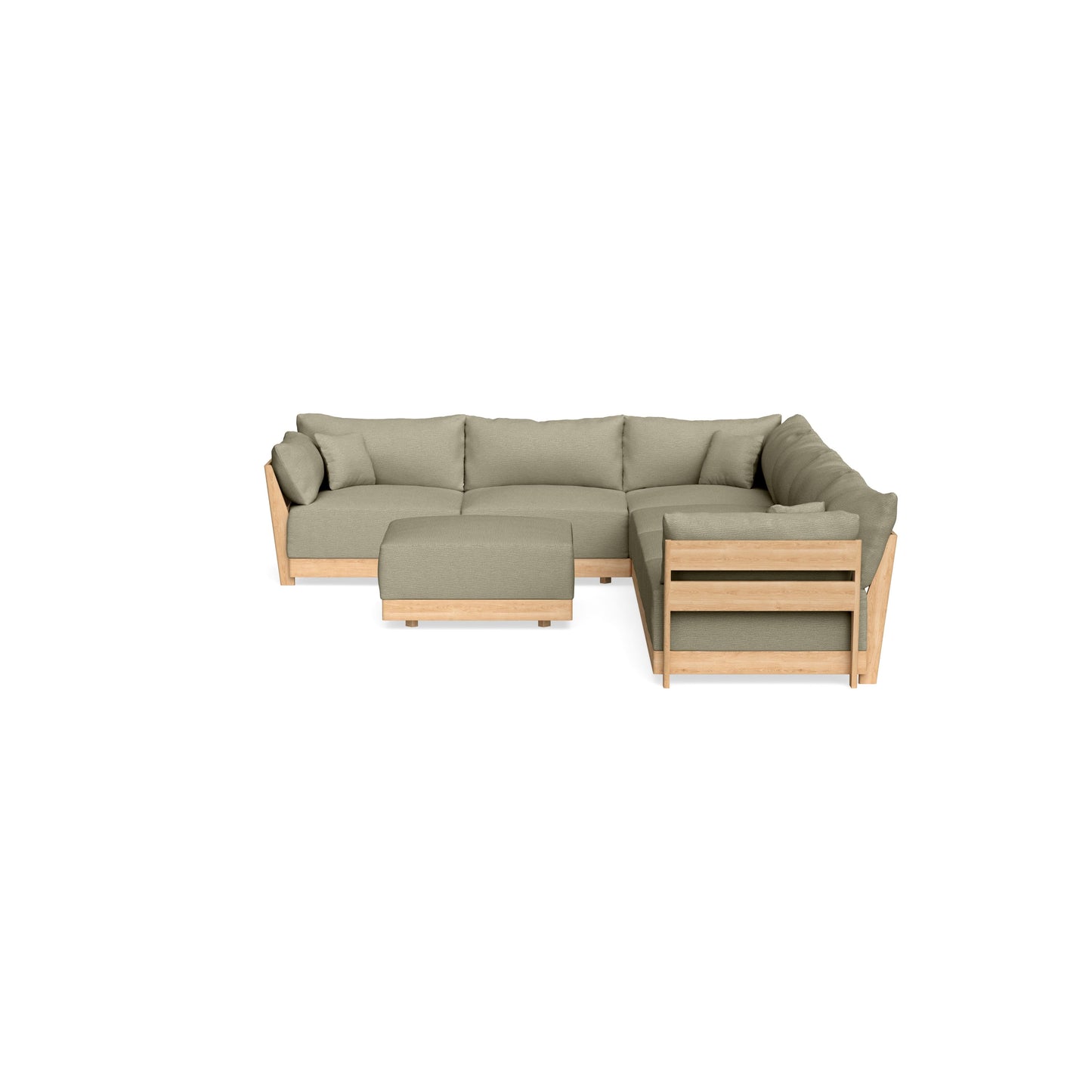 Modular Bondi Latte 6-Seater Corner Sectional + Ottoman in Cappuccino | Memory Foam Blend