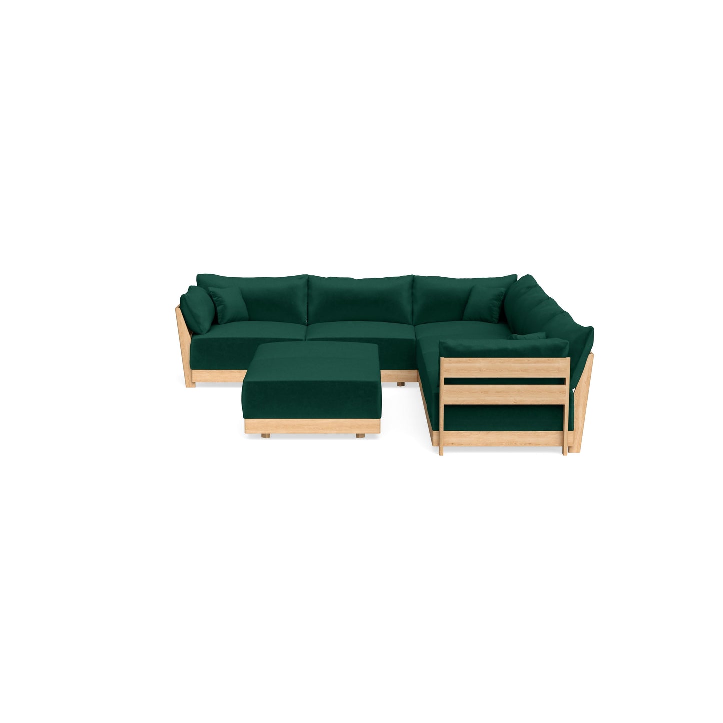 Slipcover Only - Modular Bondi 6-Seater Corner Sectional + Bench Ottoman in Evergreen