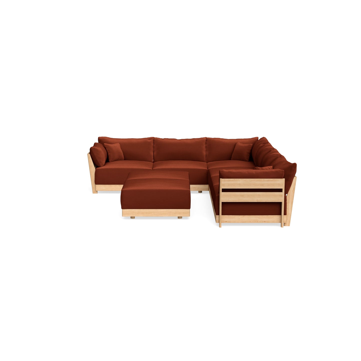 Slipcover Only - Modular Bondi 6-Seater Corner Sectional + Bench Ottoman in Rust