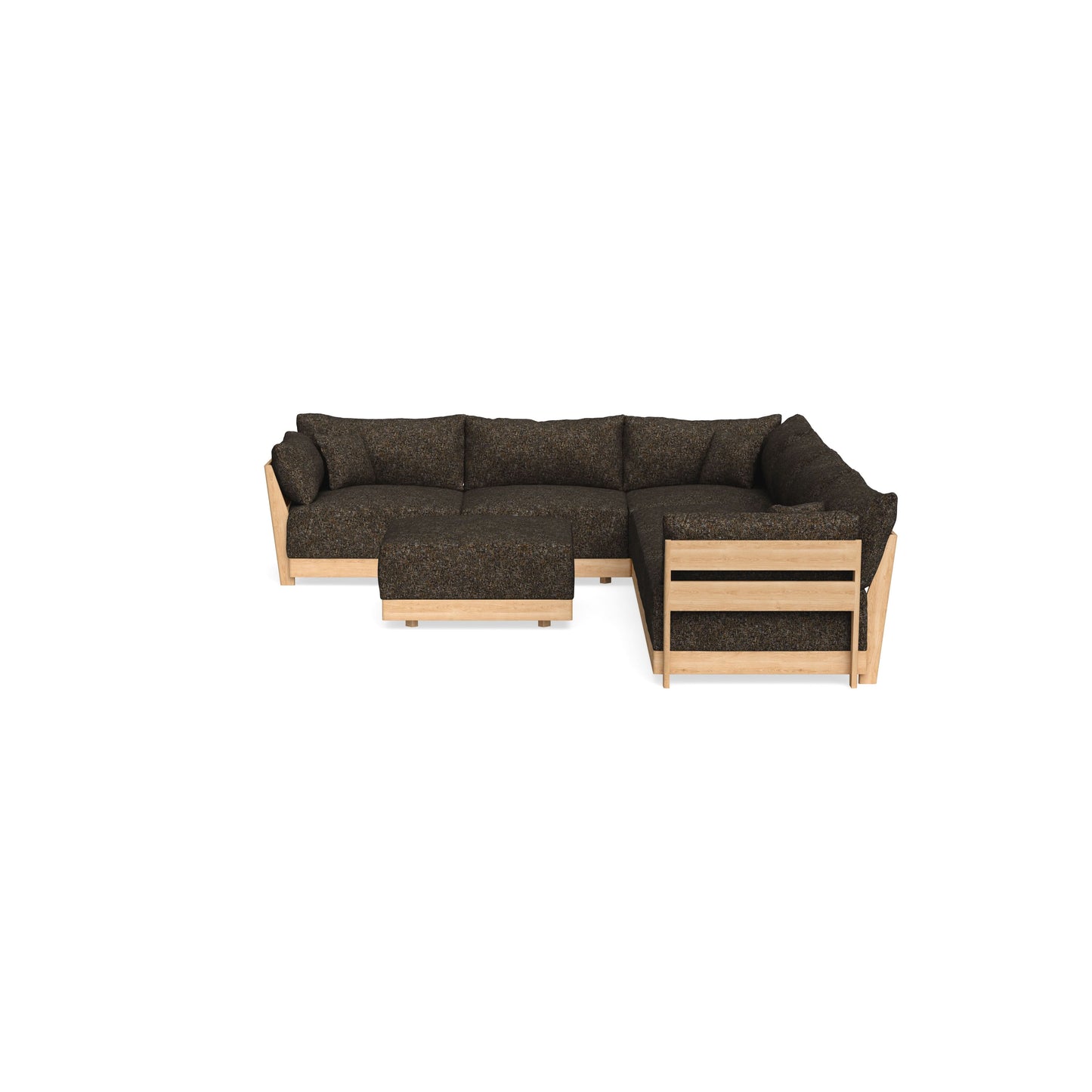 Modular Bondi Latte 6-Seater Corner Sectional + Ottoman in Phantom | Memory Foam Blend