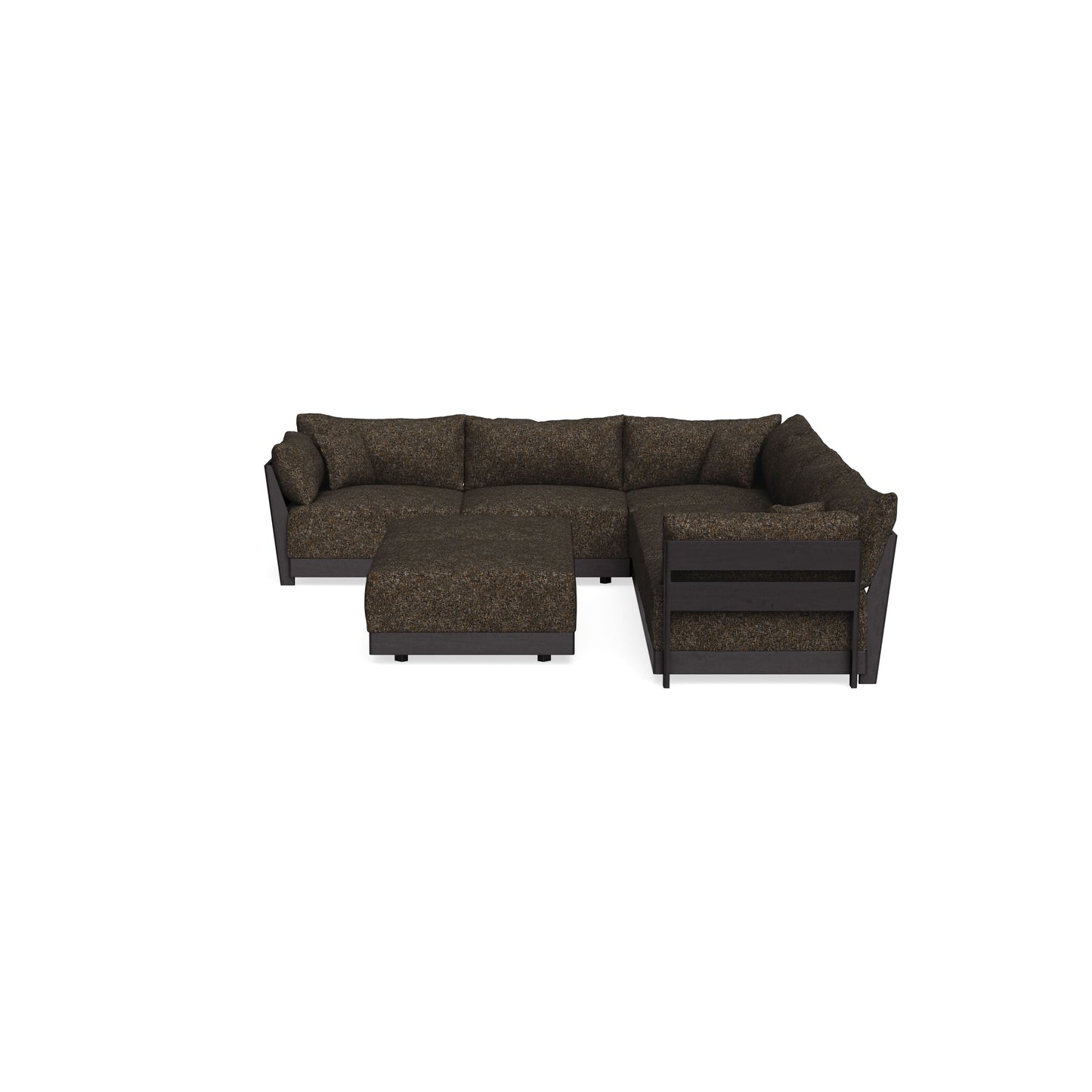 Modular Bondi Black 6-Seater Corner Sectional + Bench Ottoman in Phantom | Memory Foam Blend