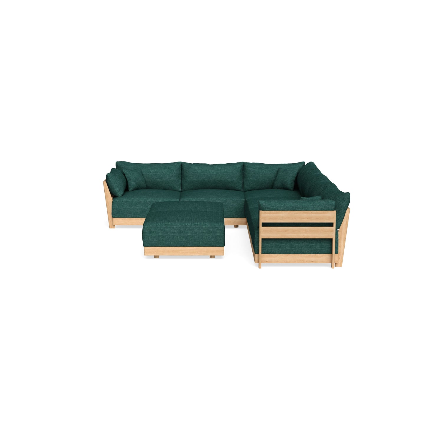 Slipcover Only - Modular Bondi 6-Seater Corner Sectional + Bench Ottoman in Forest Green