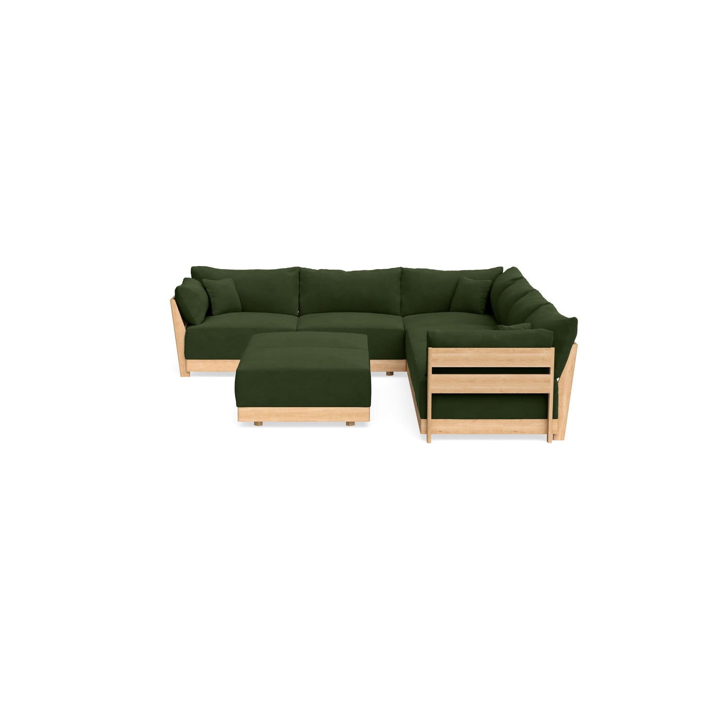 Slipcover Only - Modular Bondi 6-Seater Corner Sectional + Bench Ottoman in Tuscan Green