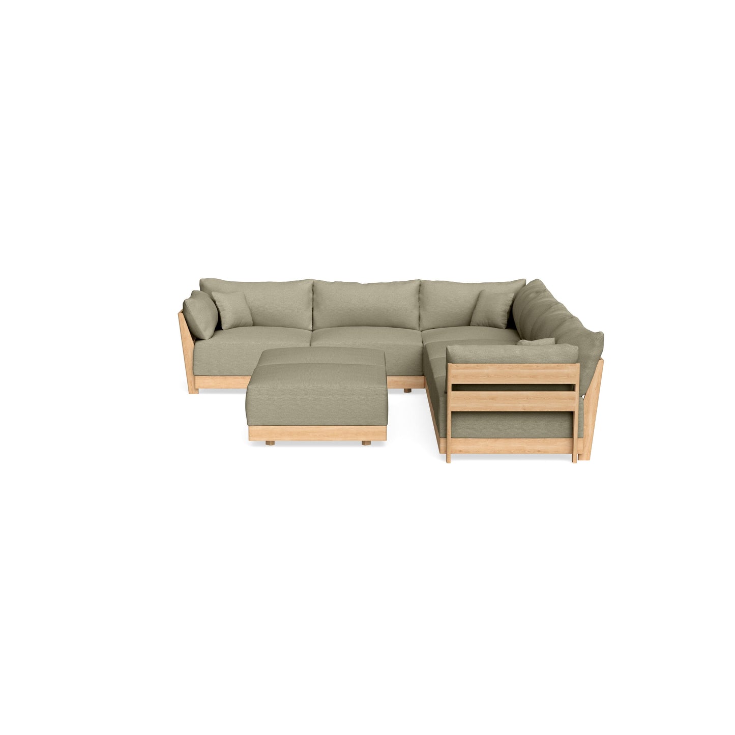 Modular Bondi Latte 6-Seater Corner Sectional + Bench Ottoman in Cappuccino | Memory Foam Blend