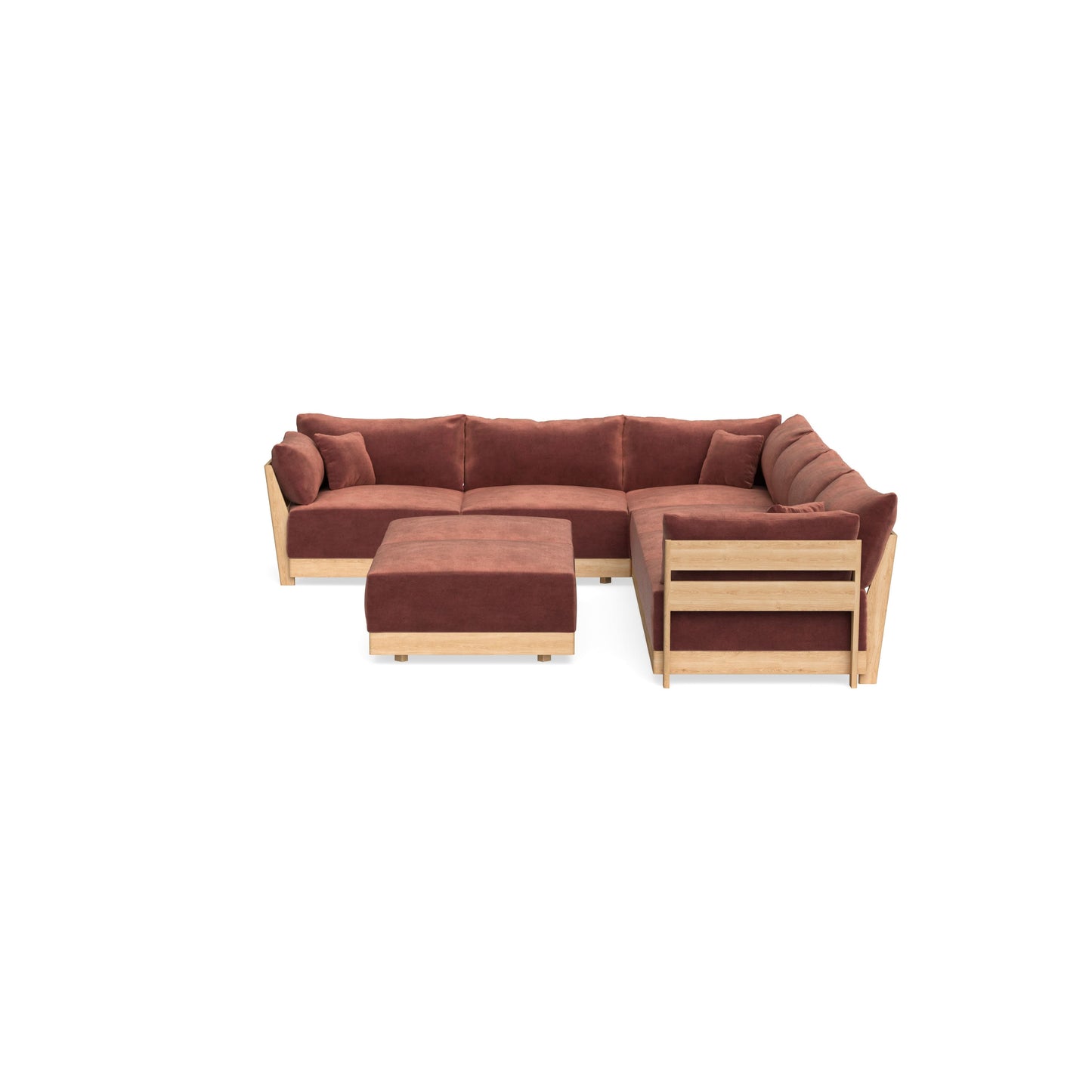 Slipcover Only - Modular Bondi 6-Seater Corner Sectional + Bench Ottoman in Spice