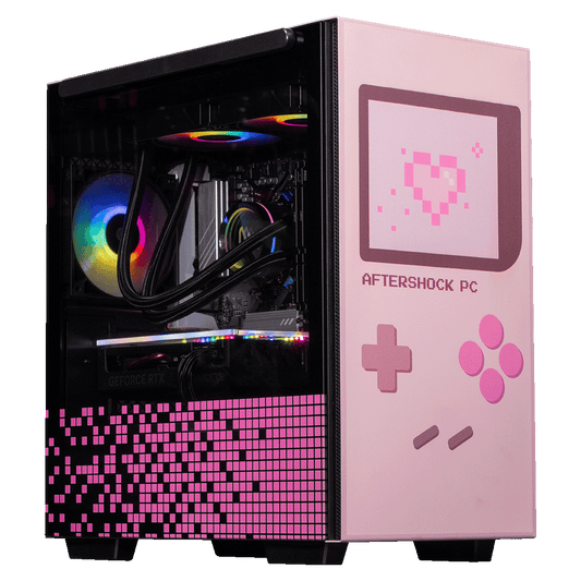 Aftershock Pixel Heart Pink Desktop Gaming PC (Ryzen 5 7500F) [RTX 4060]