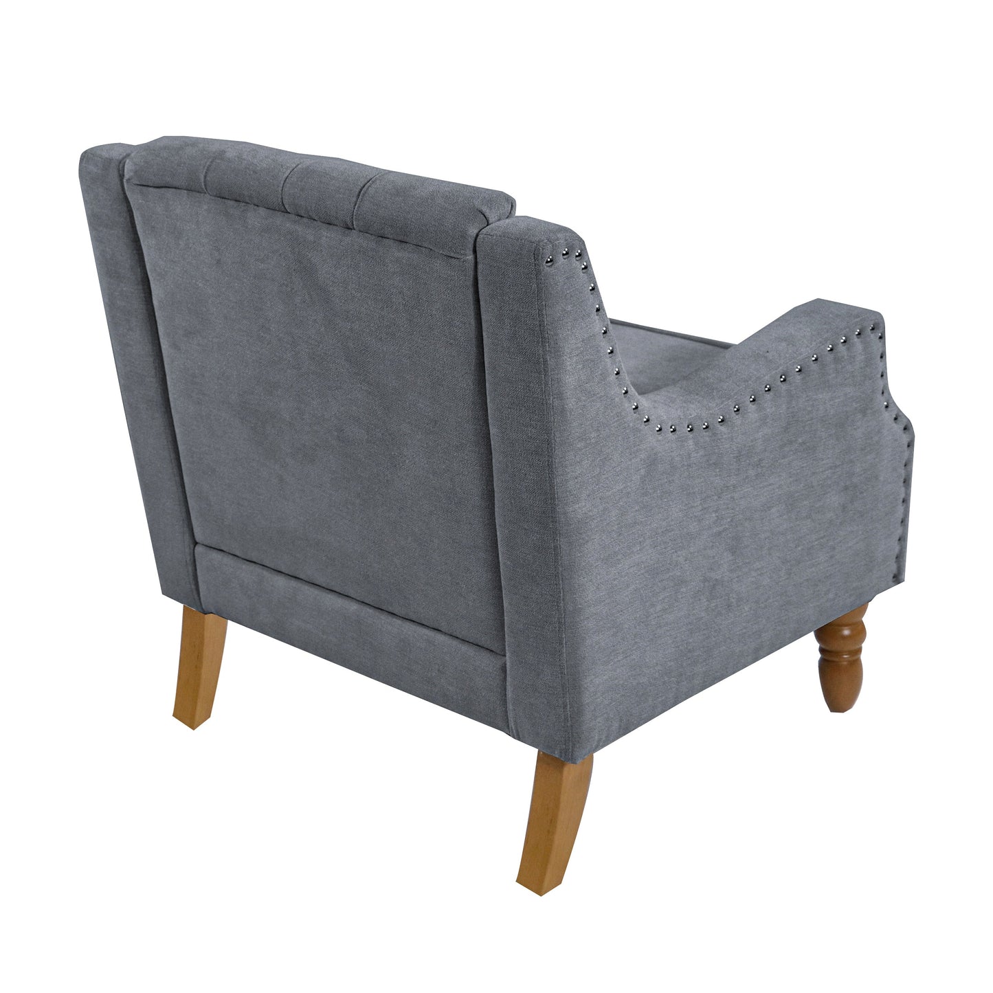 Caryl Button Tufted Upholstered Accent Chair with Recessed Arms and Nailhead Trim