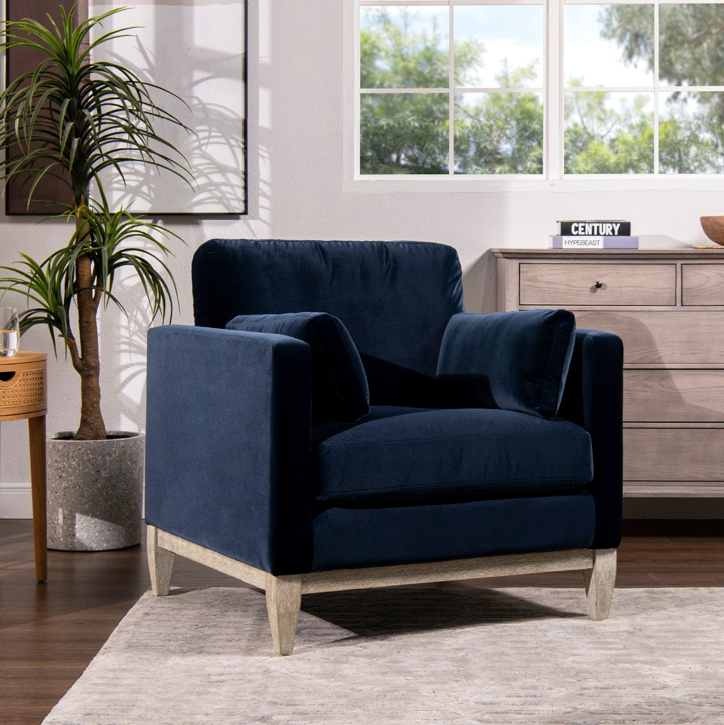 Contour Velvet Upholstered Accent Chair with Removable and Reversible Back
