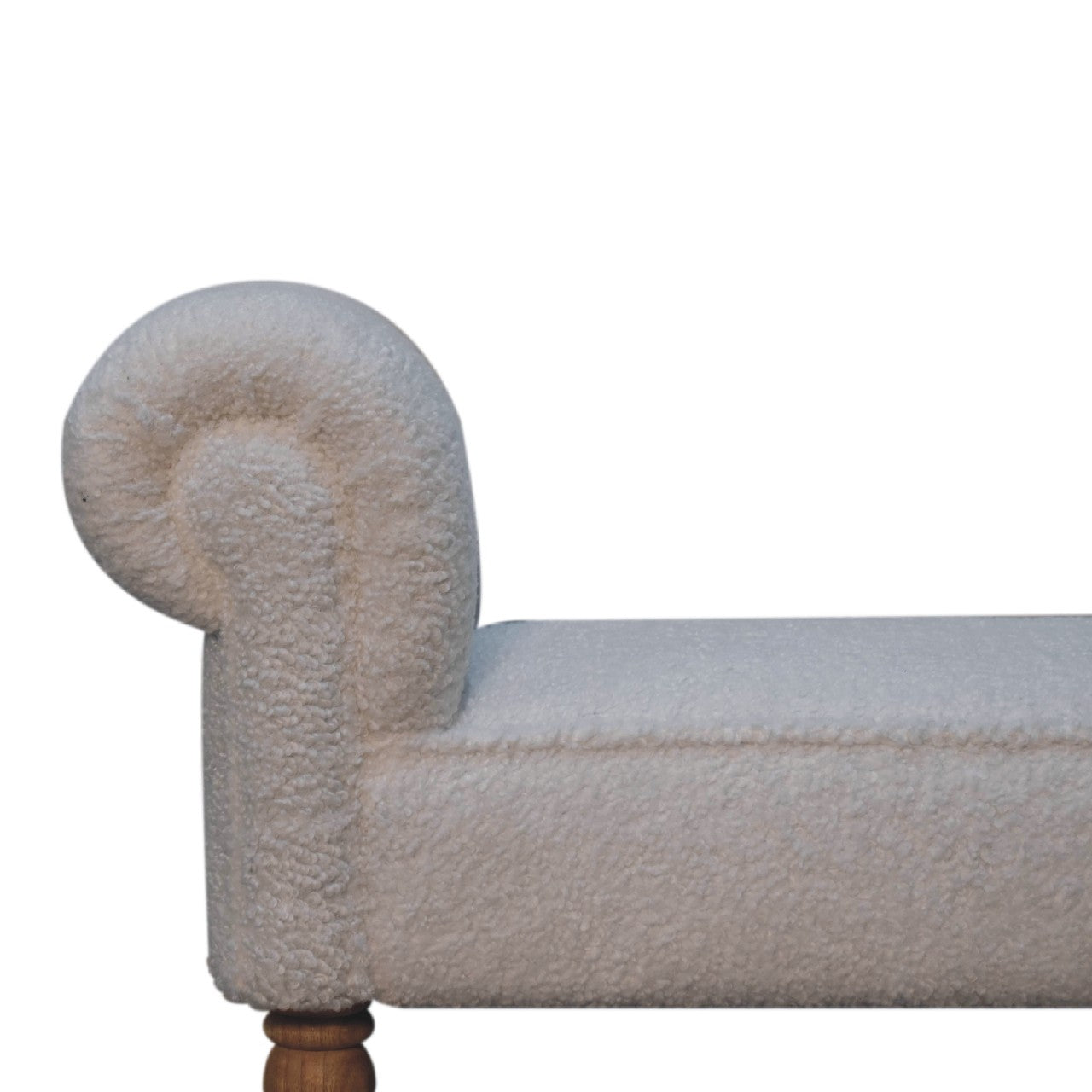 Upholstered Bench with Rolled Arms and Fluted Legs
