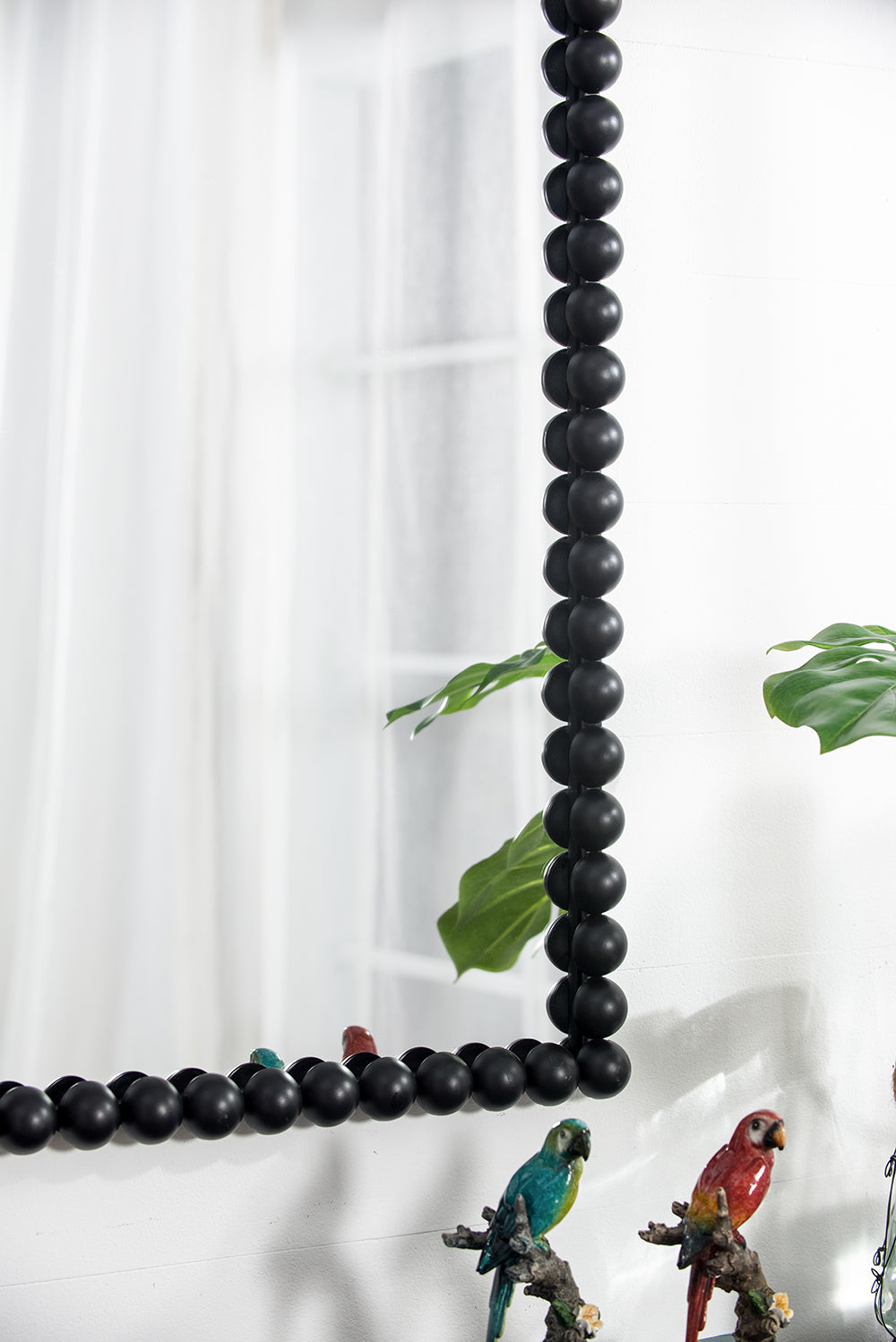 Rectangular Mirror with Metal Beaded Design
