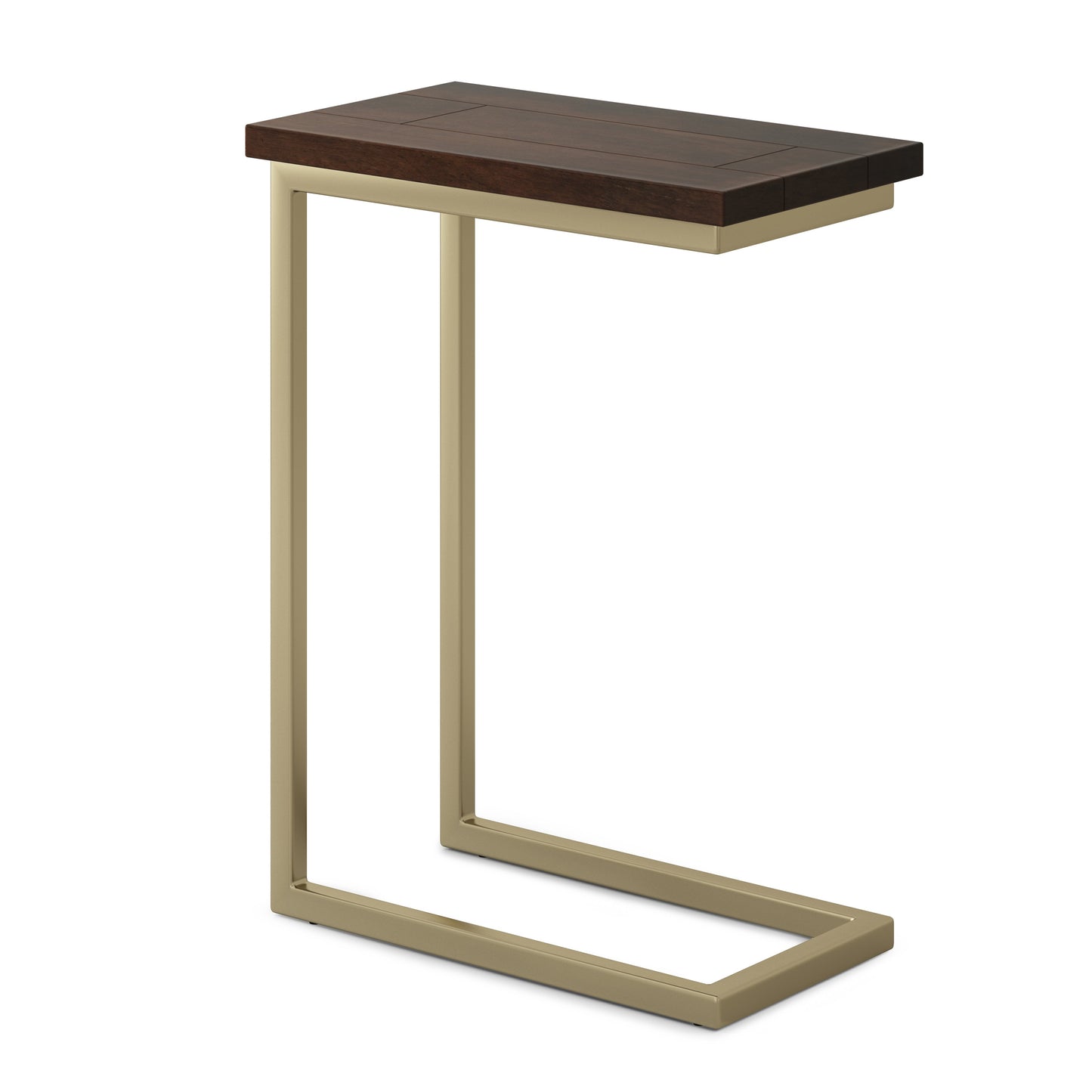Haloed Side Table with C-Shaped Design and Metal Frame