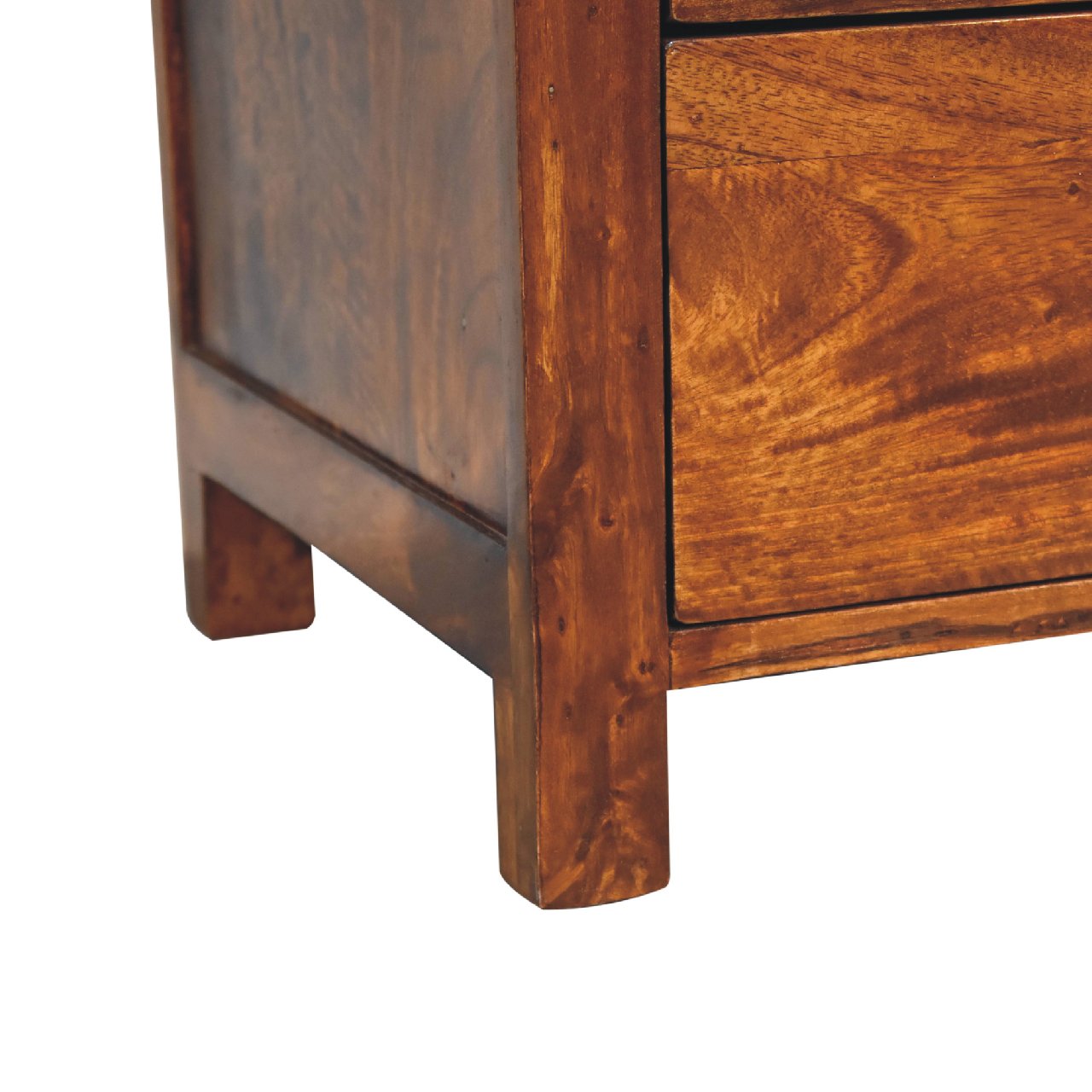 Solid Wood Bedside with 3 Drawers and Metal Handle
